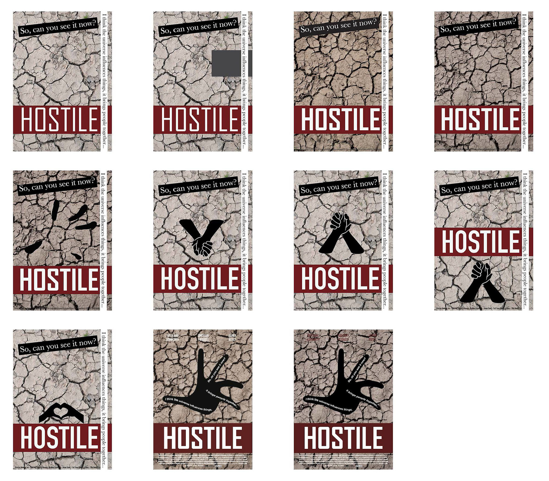 Poster Experiments - Exploring typography, composition, layout, hierarchy, colour, the hand gesture and landscape.