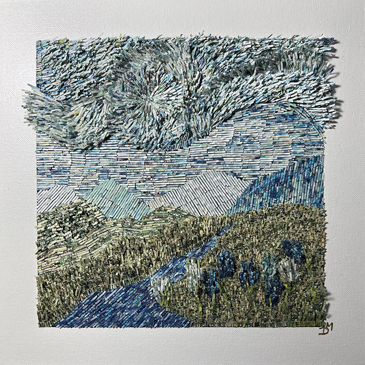 12"x12" shredded currency and gold leaf on canvas panel, 2024