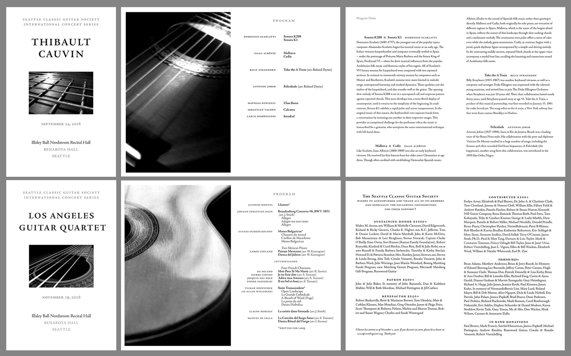 Concert Program for Seattle Classical Guitar Society