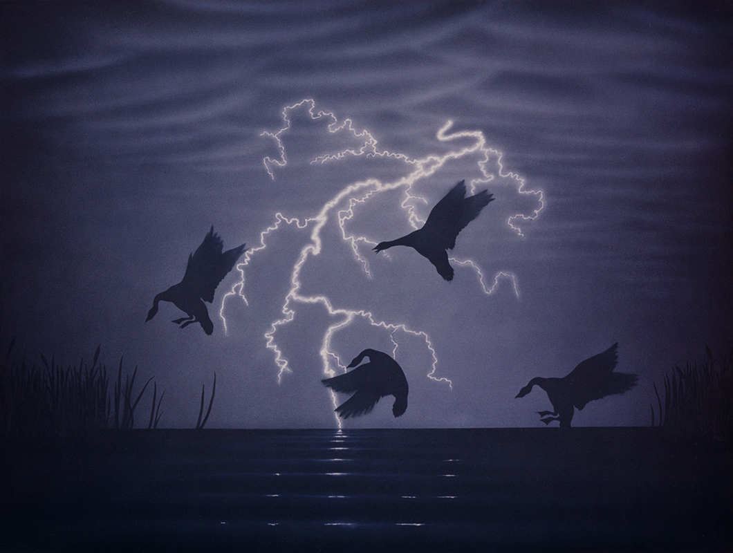 geese- airbrush 32 x 24