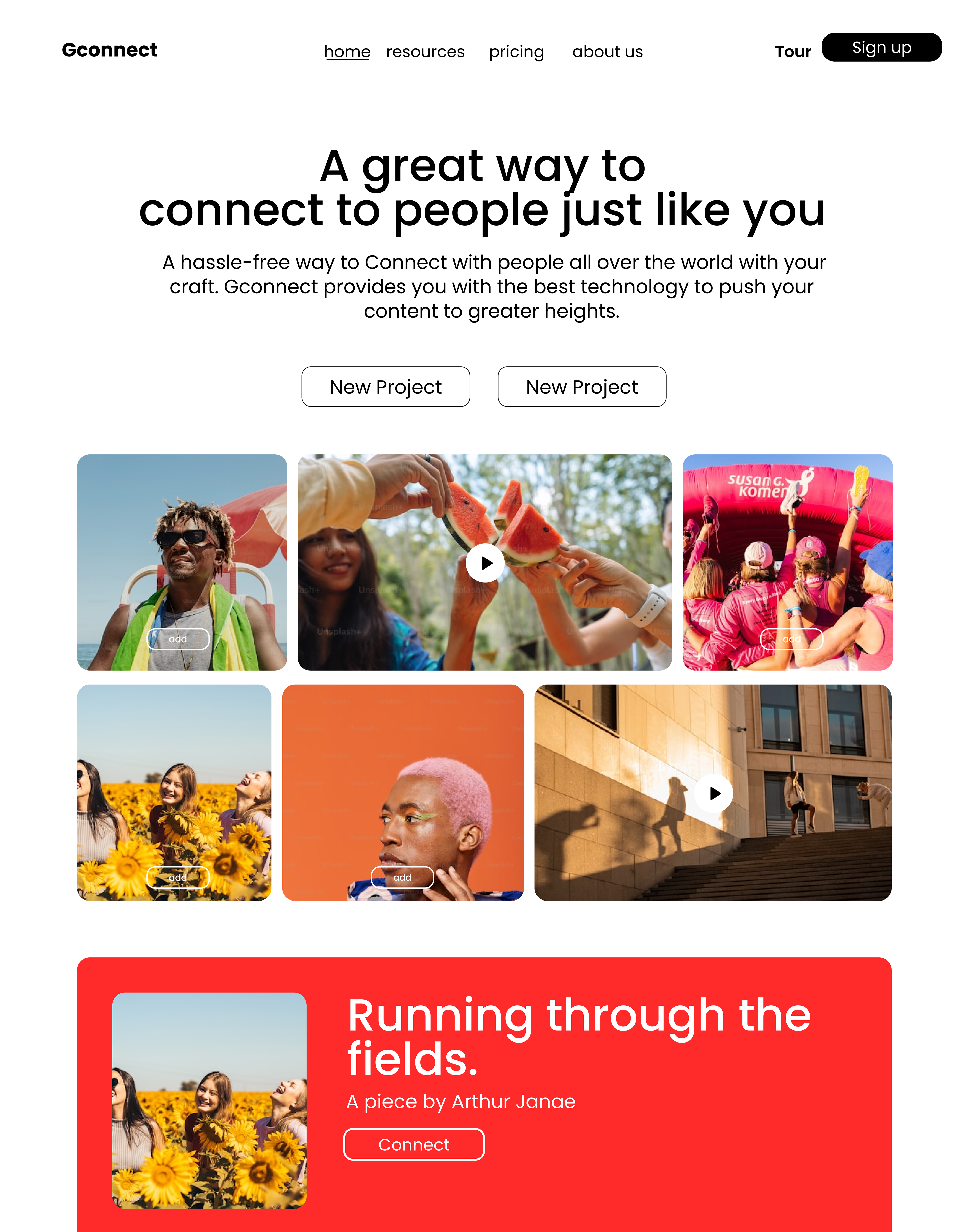 Landing page for Lifestyle website
