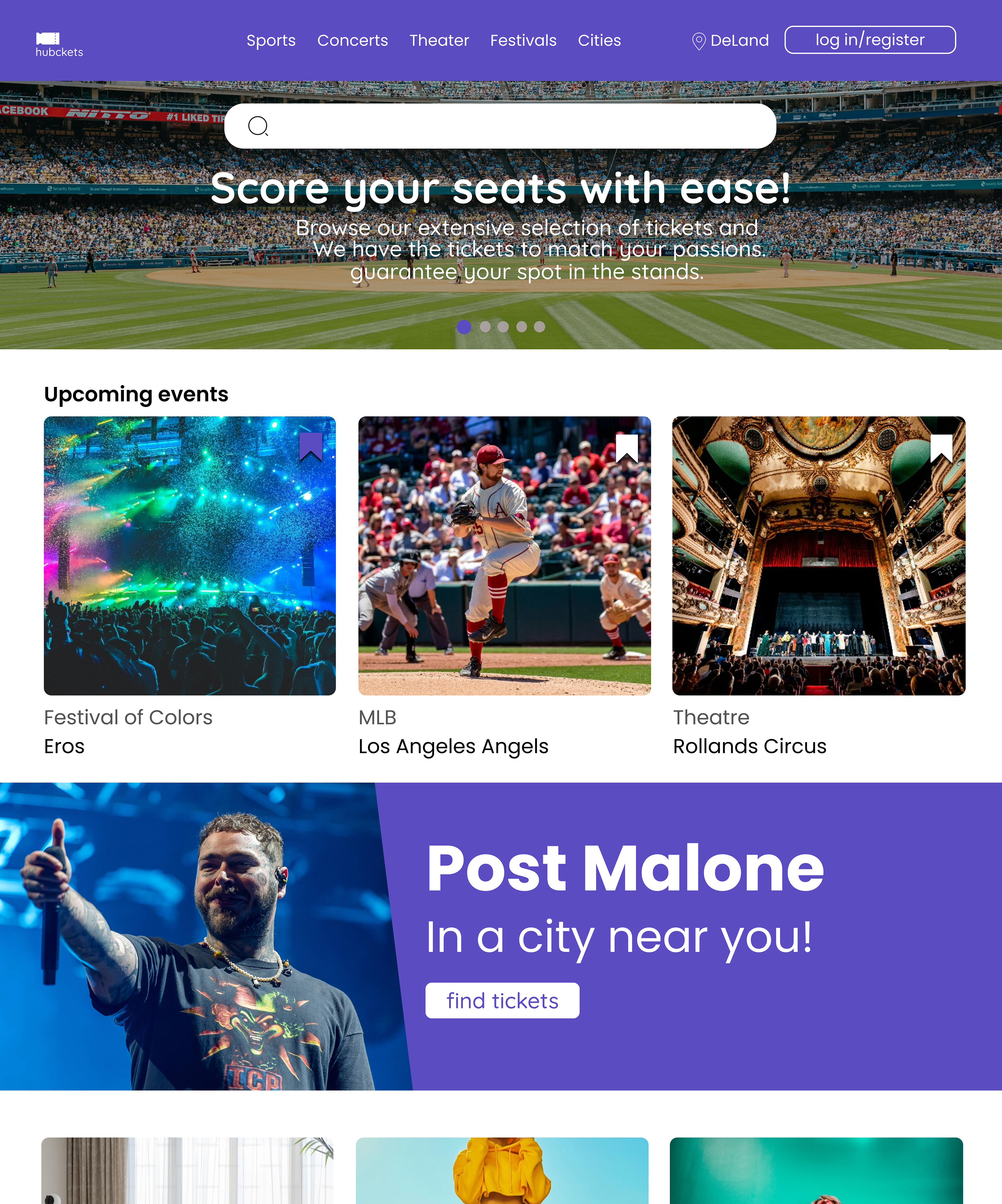 Landing page for ticket booking site