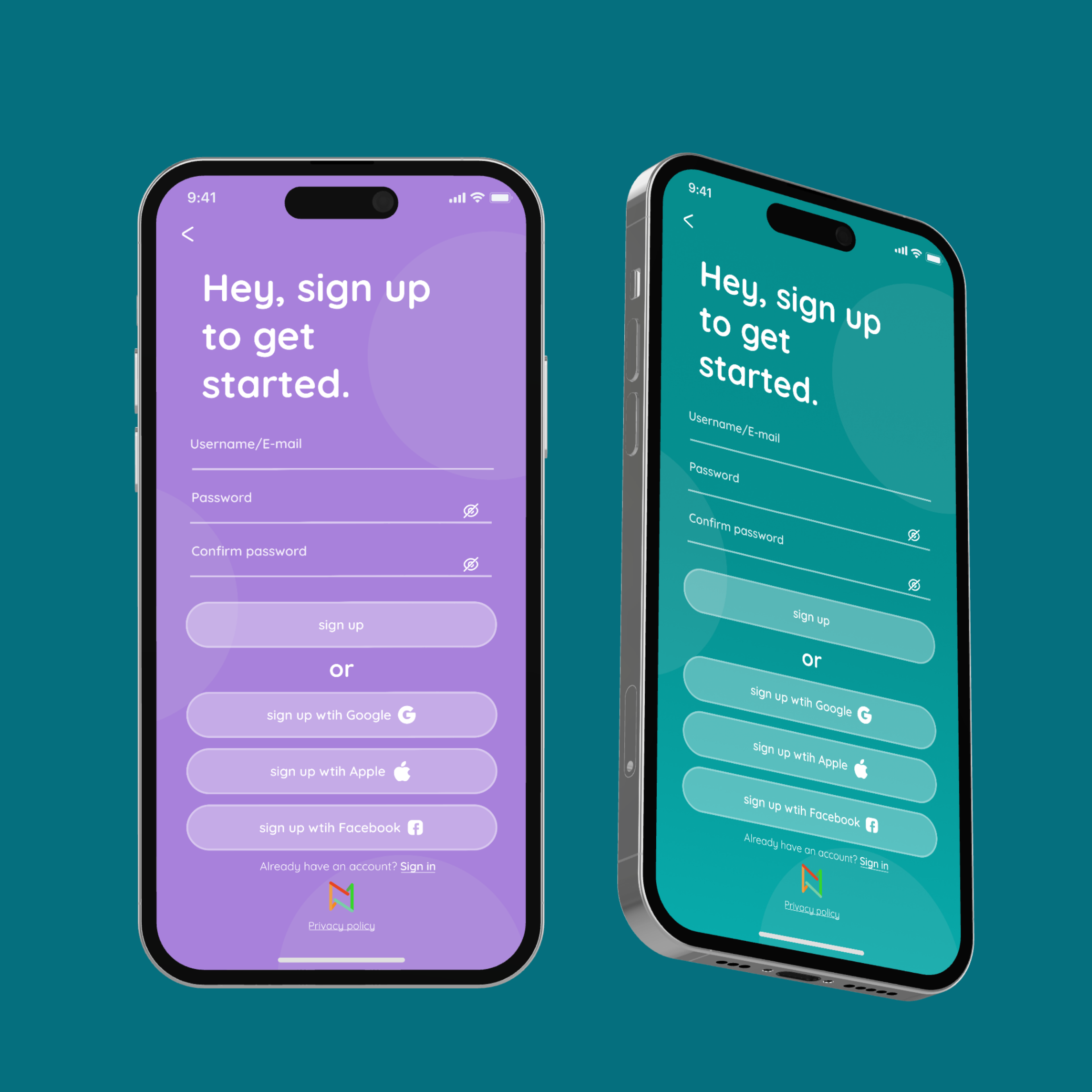 Sign up page