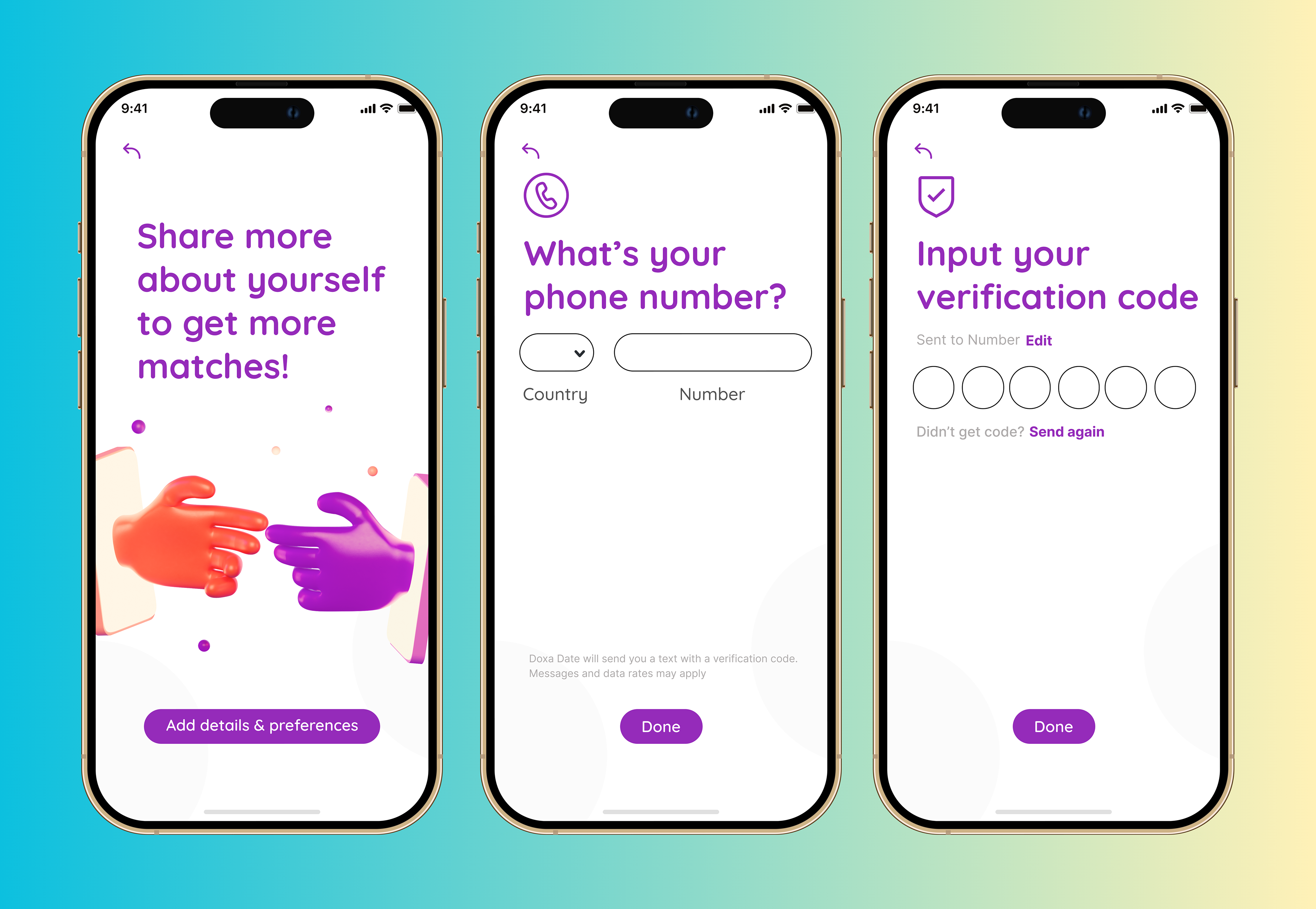 Screens from Doxa App