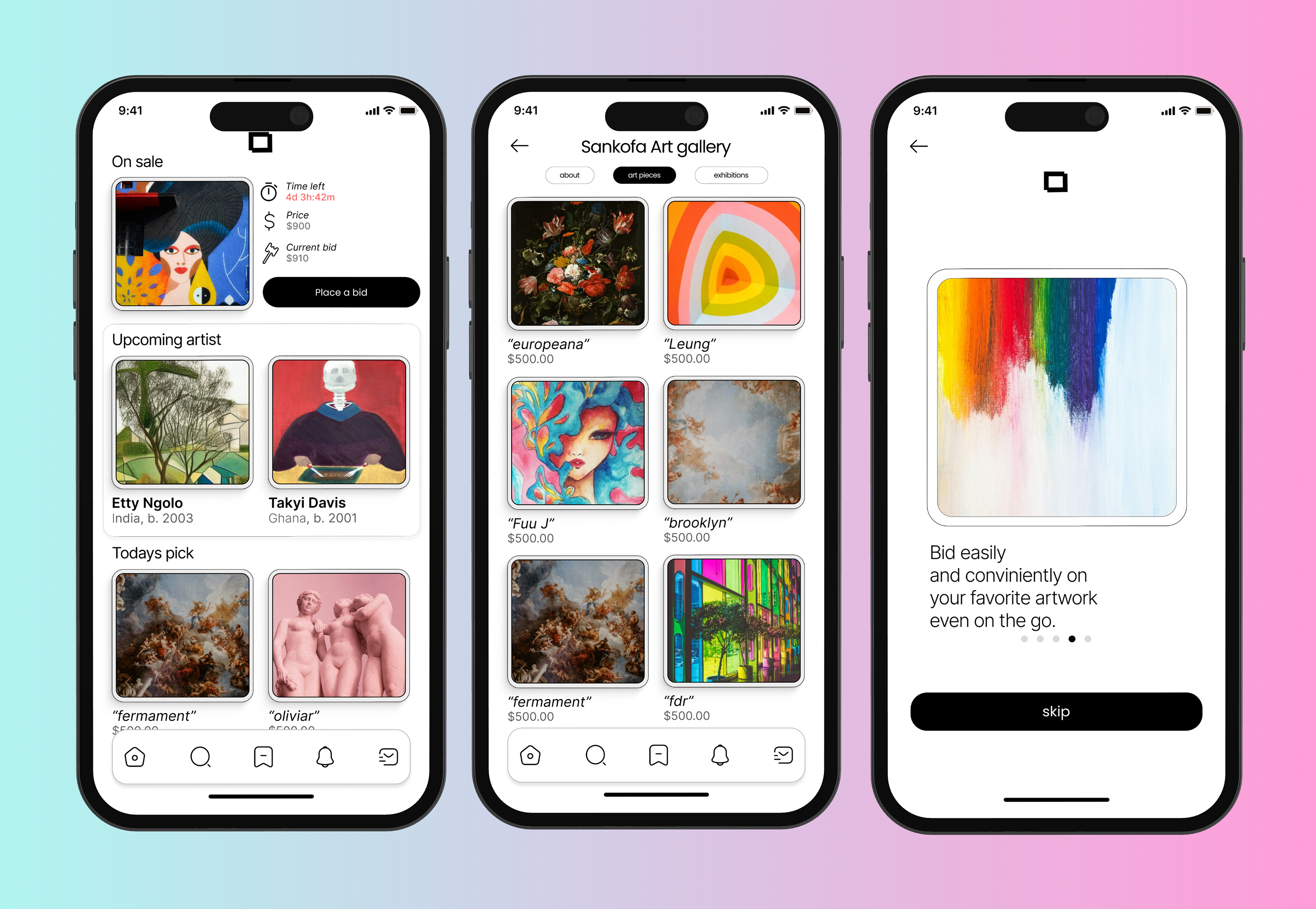 Screens from Artpedia App