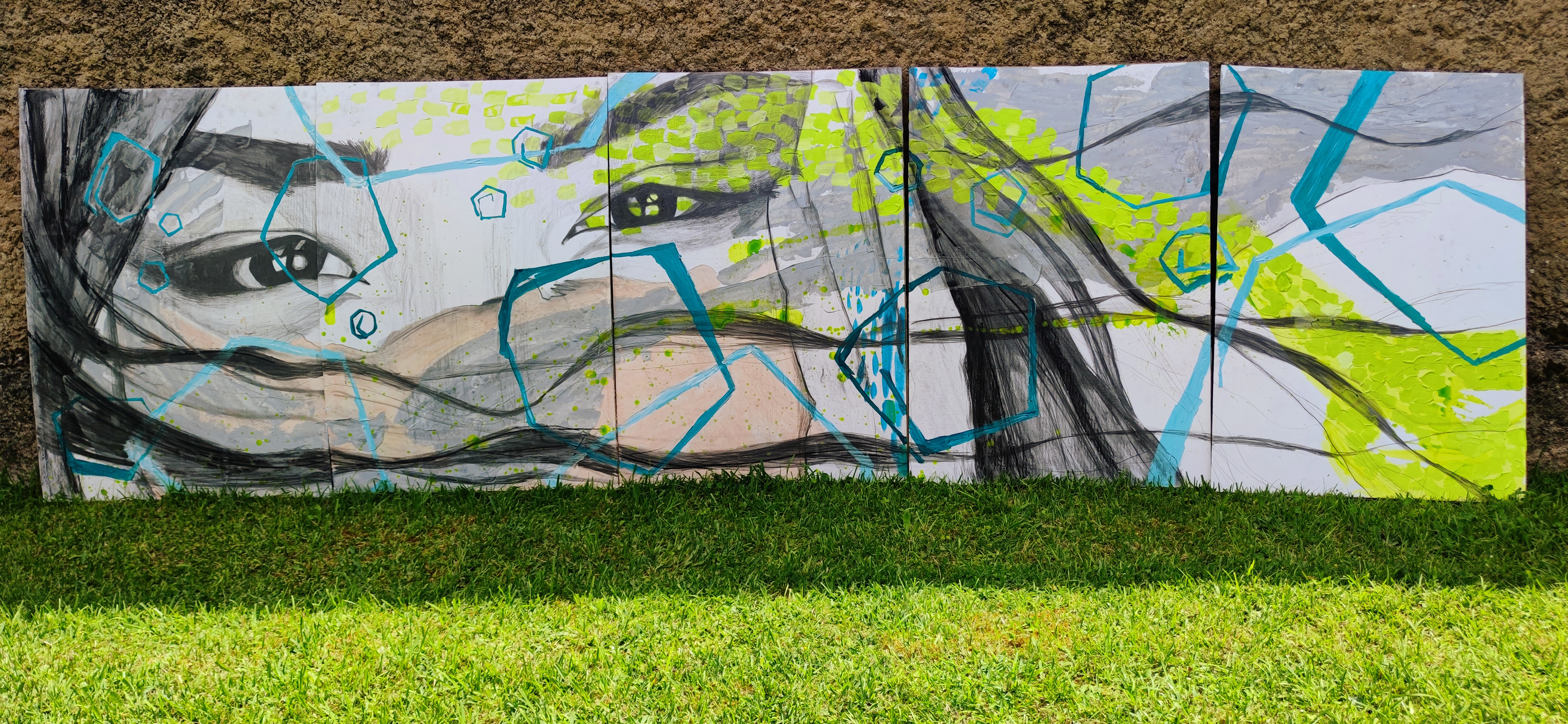 "Timeless analogy II"  Acrílico y grafito sobre papel70 x 500cm