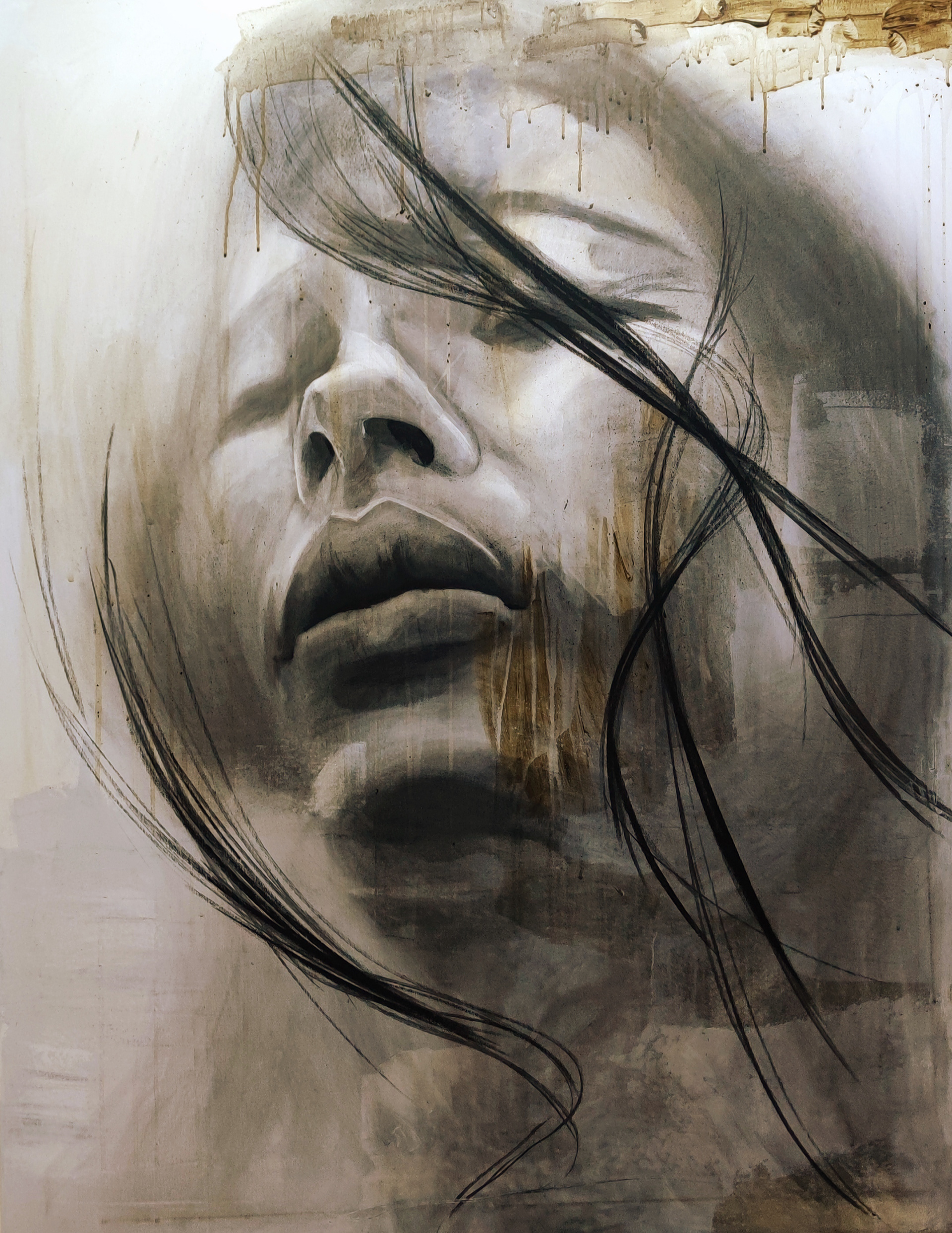 "Inside" Acrílico y carbón sobre tela 150 x 114cm