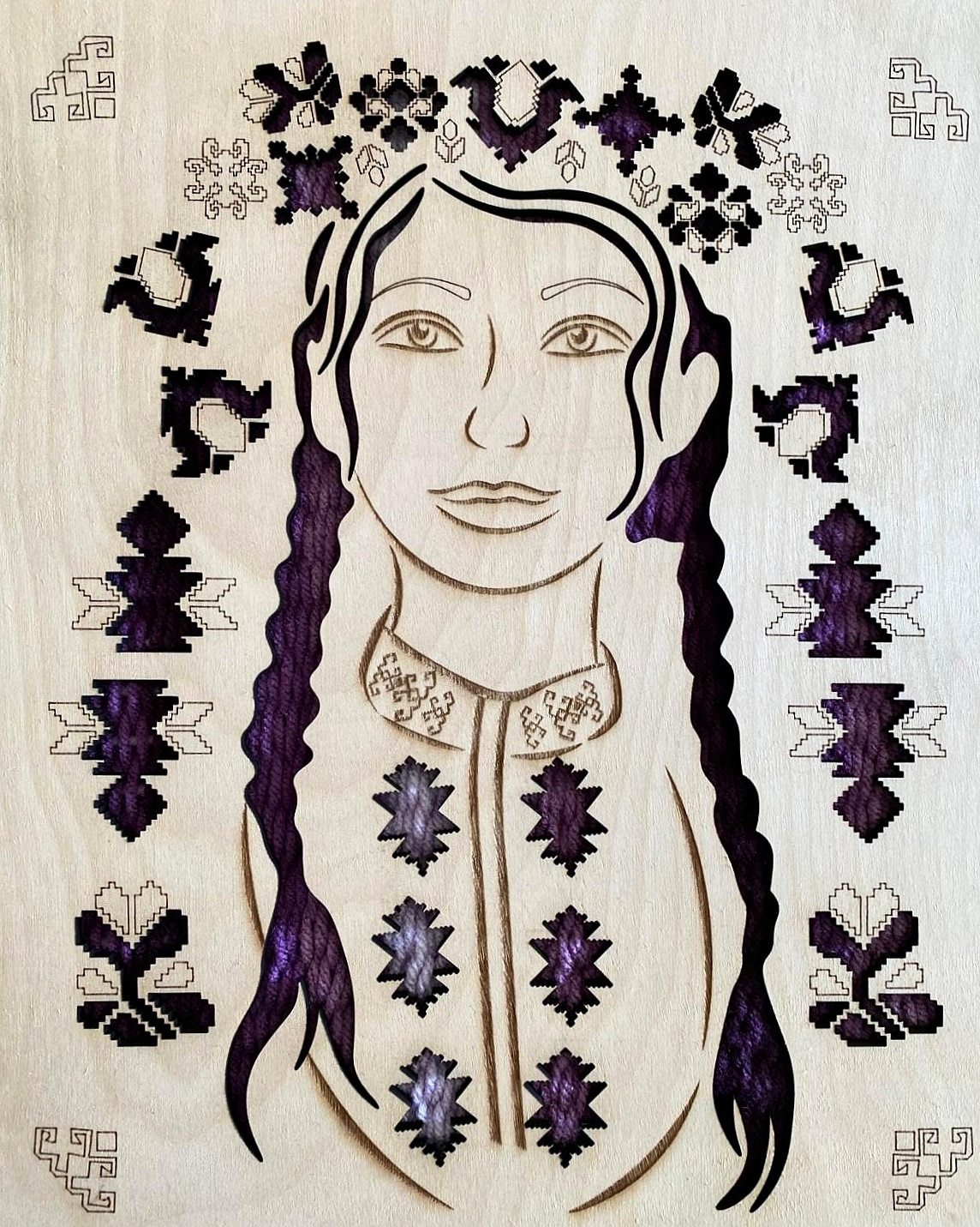 'Lazarka', laser cut wood and woven fabric