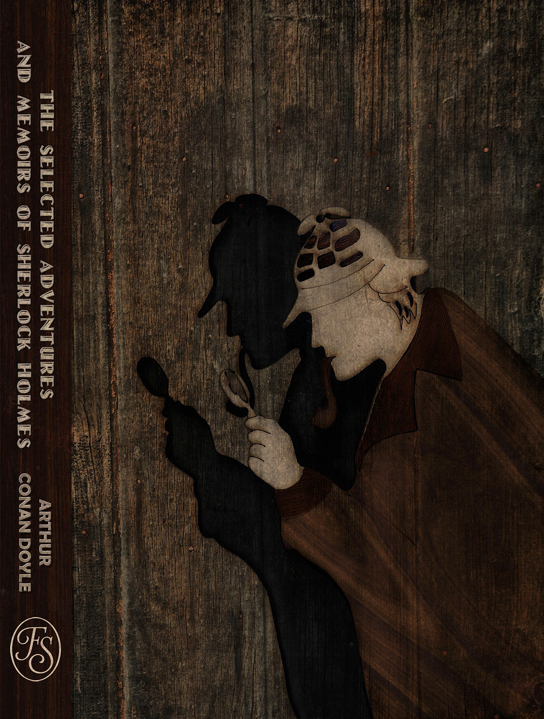 Book Cover concept for 'The Selected Adventures and Memoirs of Sherlock Holmes', mixed media