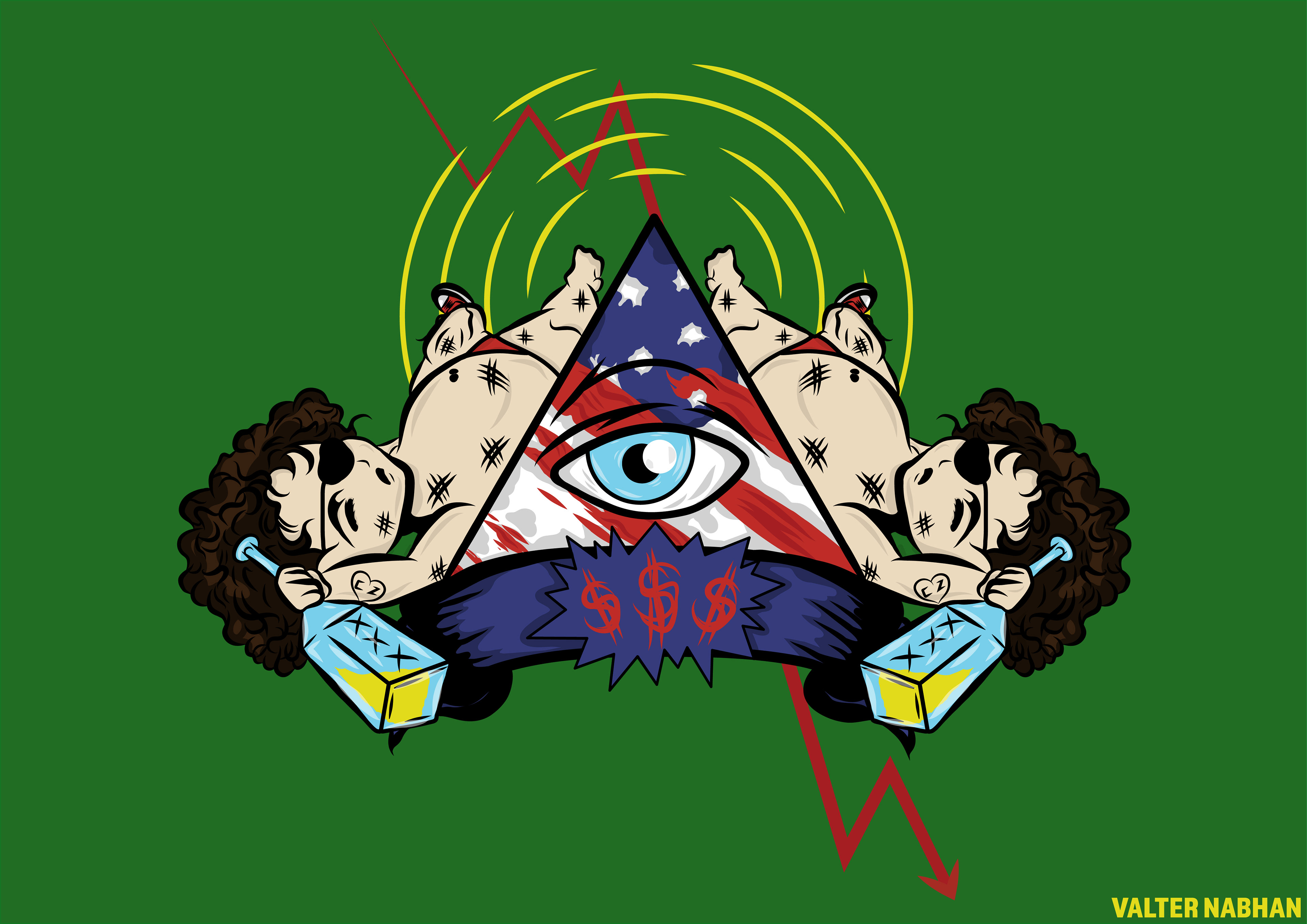 The Fall to SAM - The fallen boy comes from a reinterpretation made by me based on an image by an unknown artist in the public domain