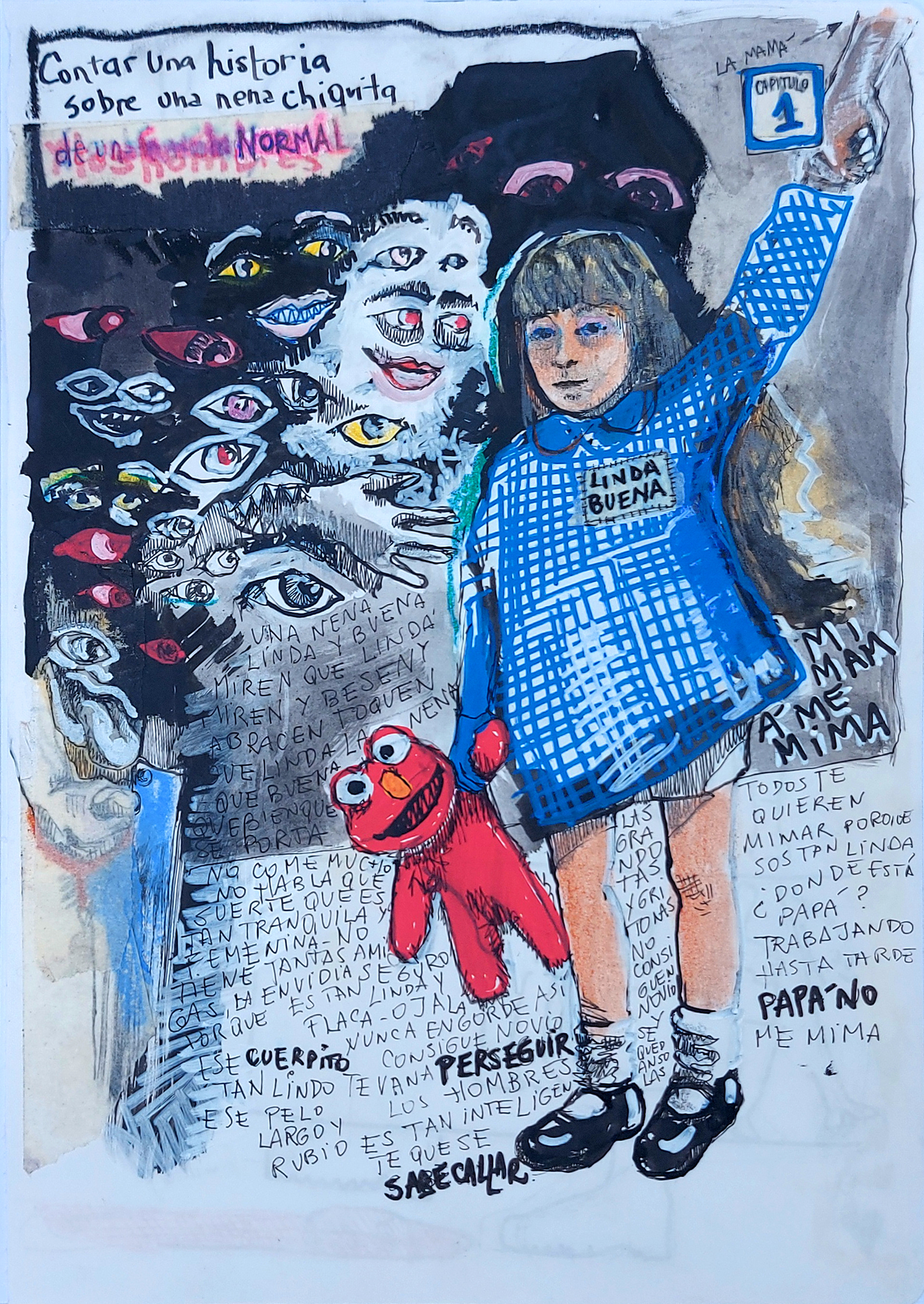 "Nena 3" Técnica mixta sobre papel obra, A4