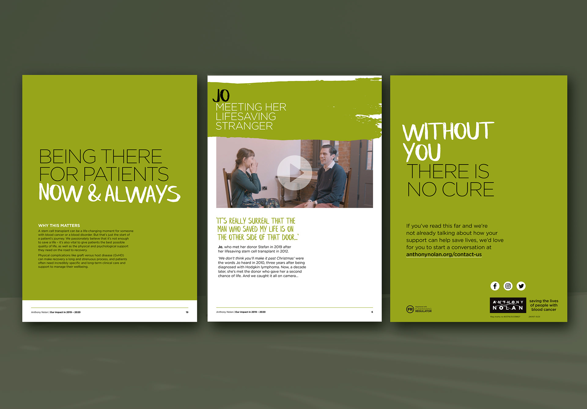 charity report inside page design embedded video