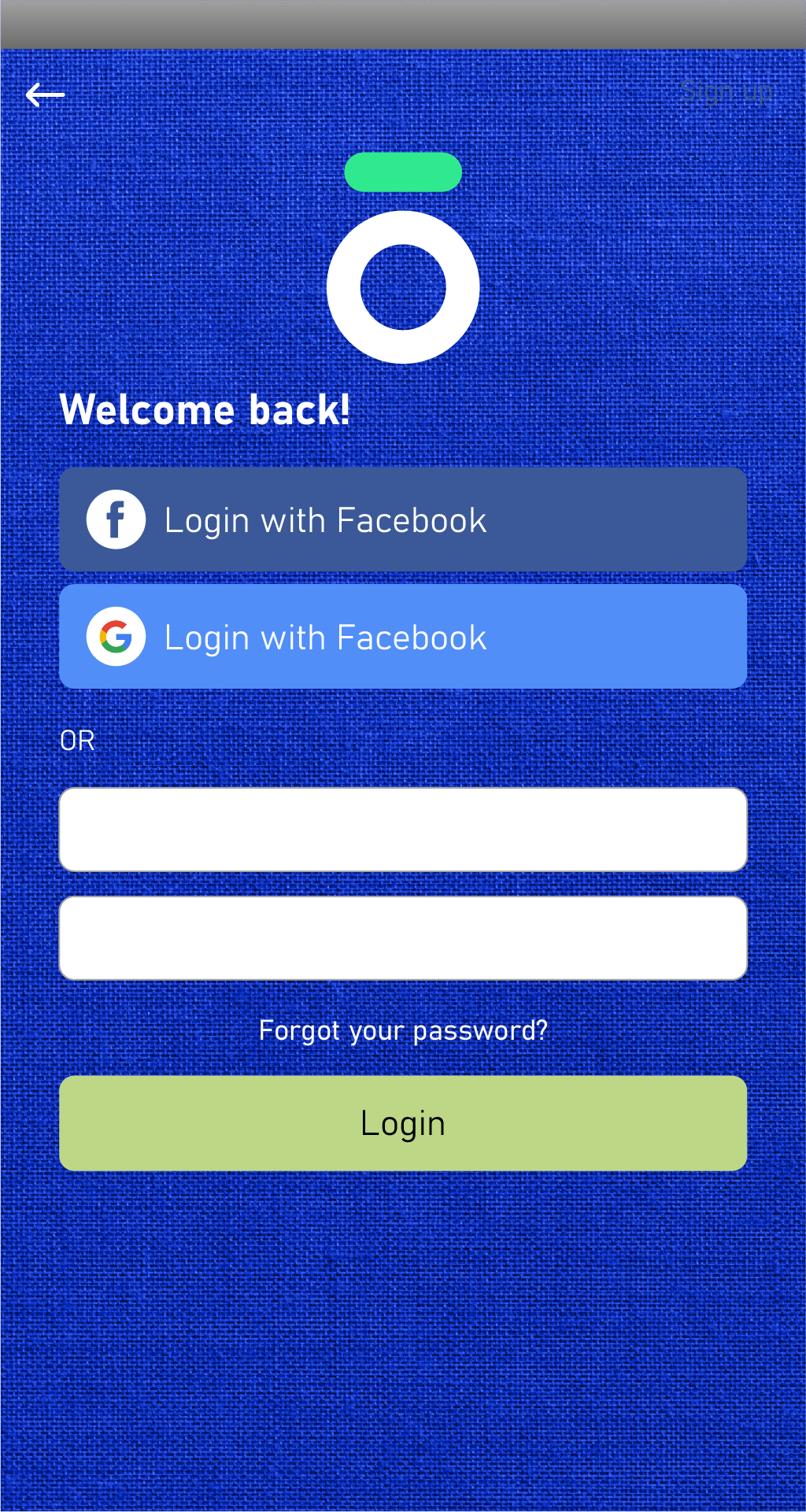 Tela de log-in