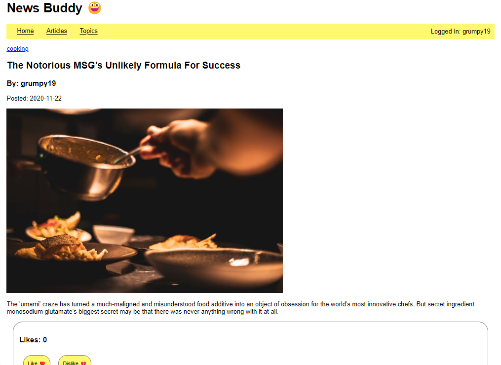Single Article Page