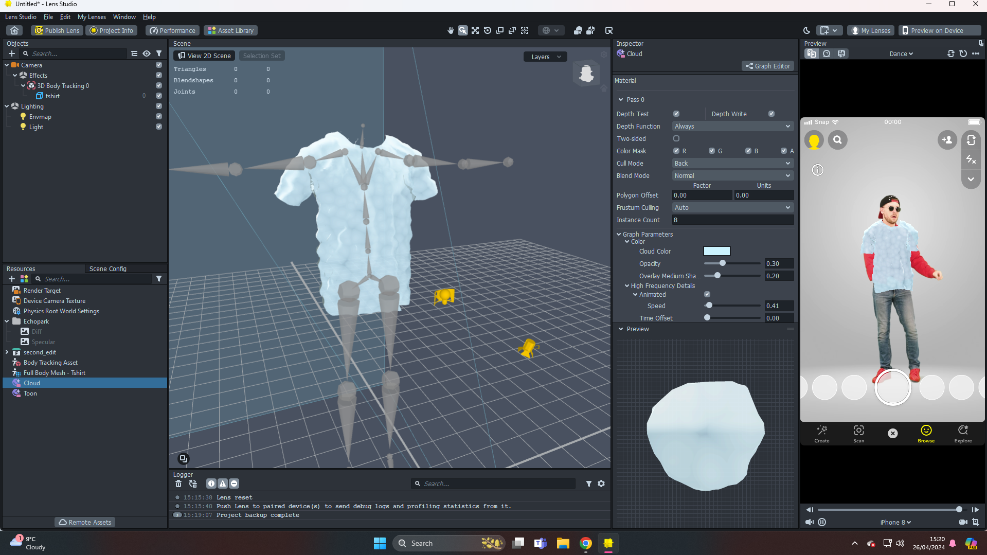 Test different materials and view the video preview