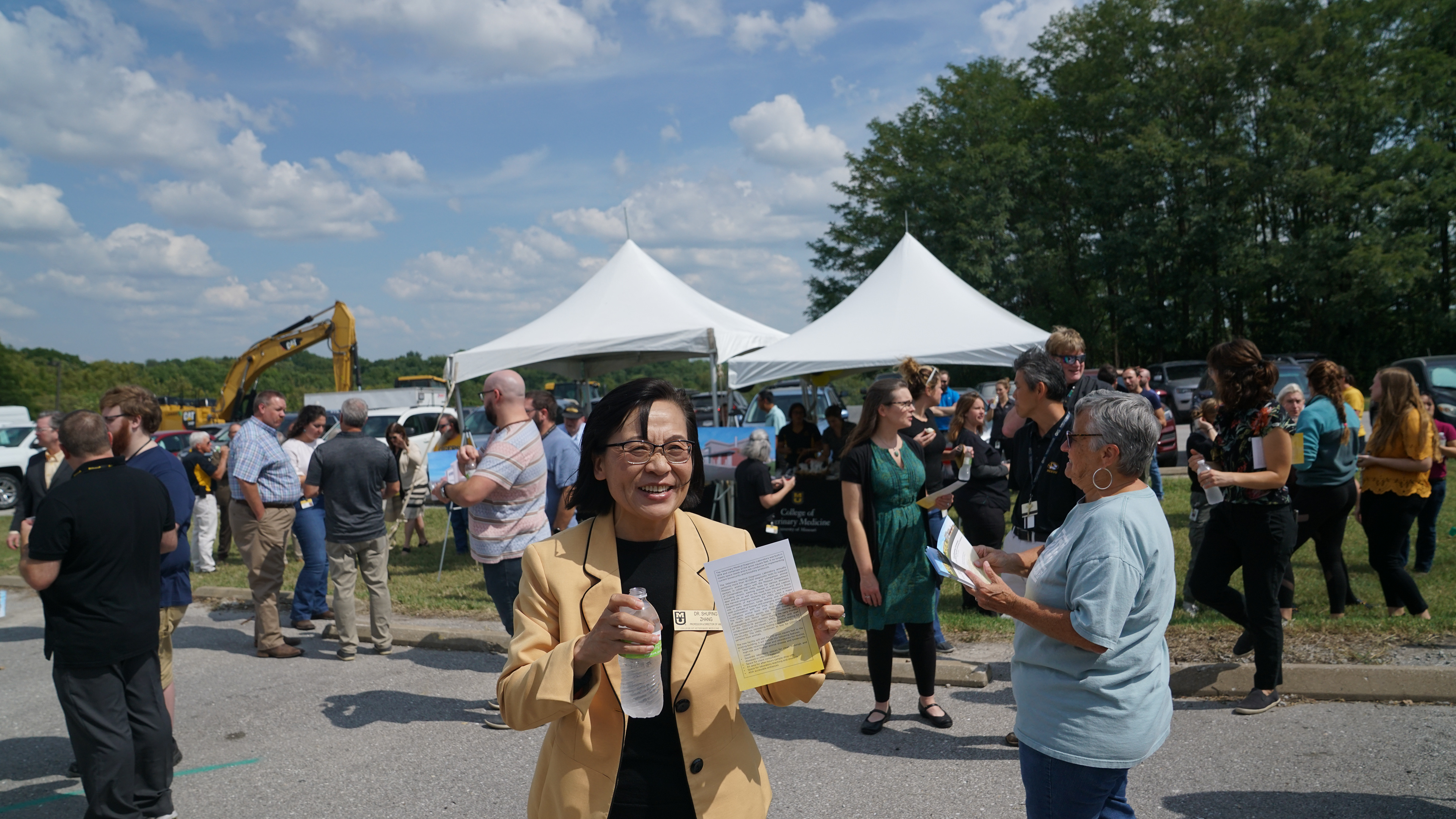 Dr. Shuping Zhang smiles as she meets with different Alumni on Friday, Sept. 16, 2022, in Columbia, Mo. at the College of Veterinary Medicine. Zhang stated, “This New building will help us improve our...safety and security and pass...the capabilities for education, research and diagnostic services...”