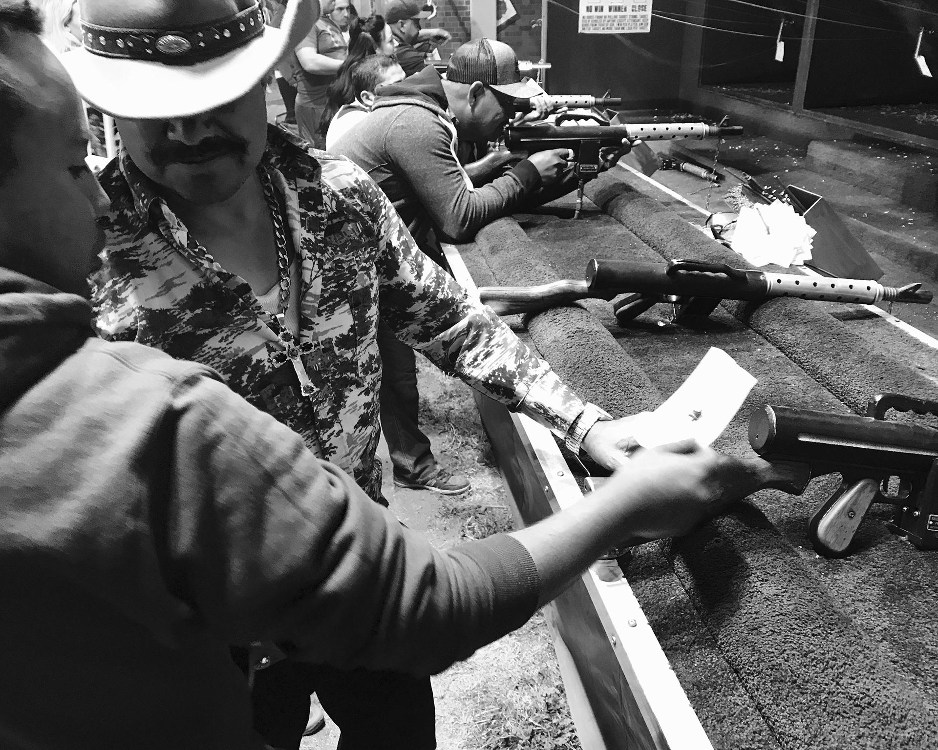 Men at Shooting Range at Marin County Fair by William Wayland