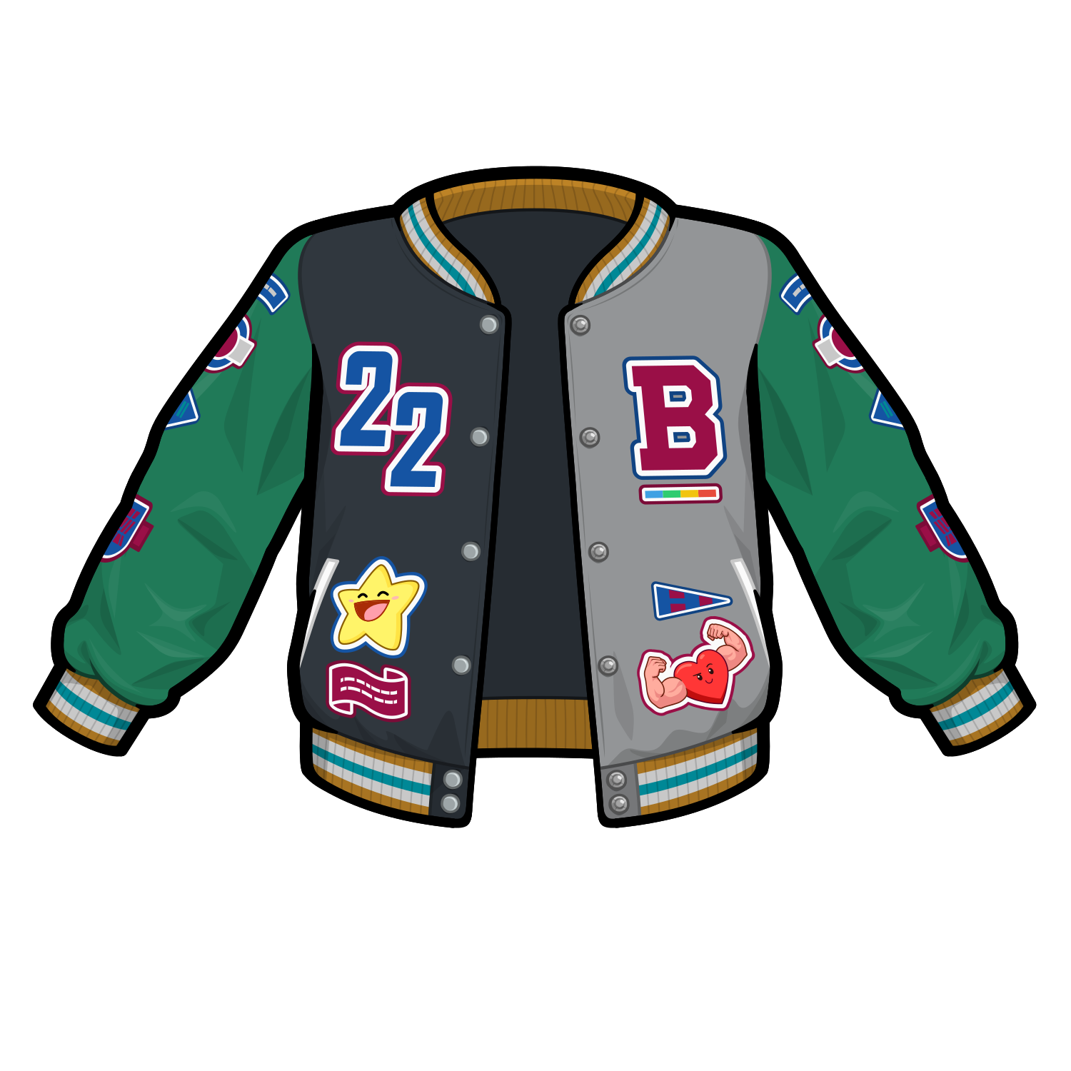 Original garment design featuring star and Strong Heart from Bitmoji stickers
