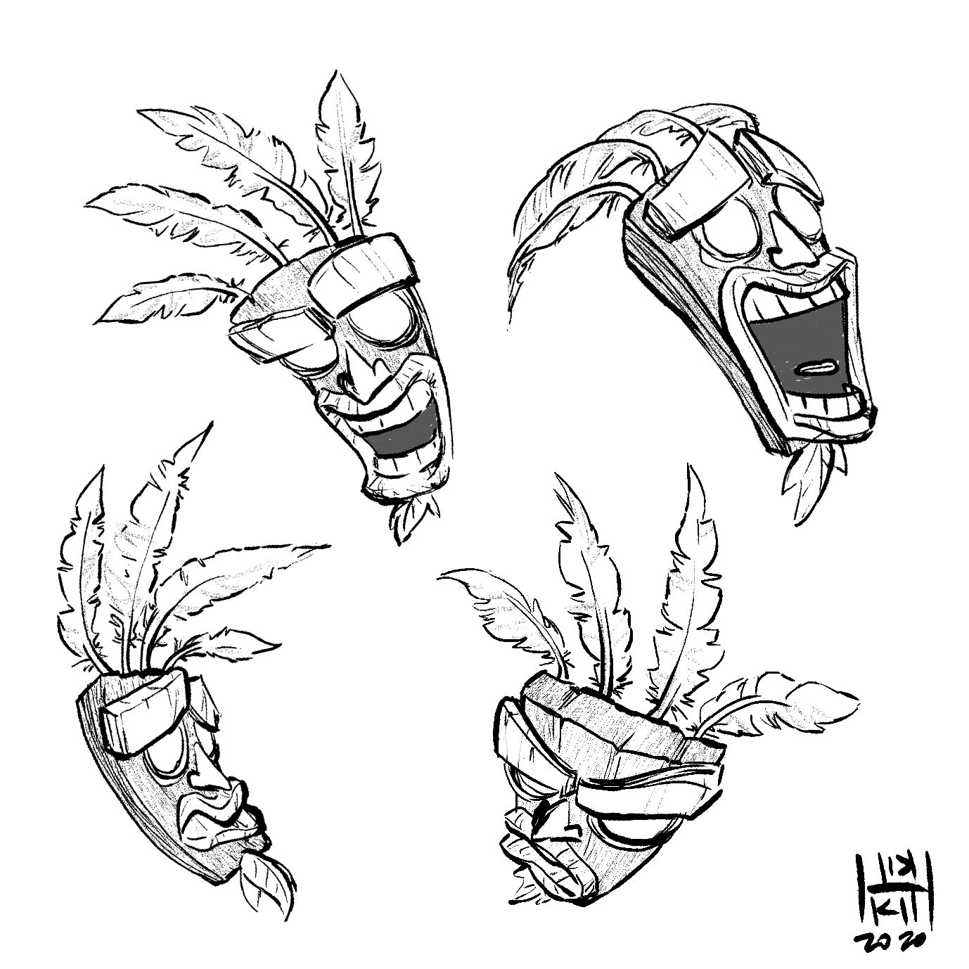Personal fanart of Aku Aku from the Crash Bandicoot game series.