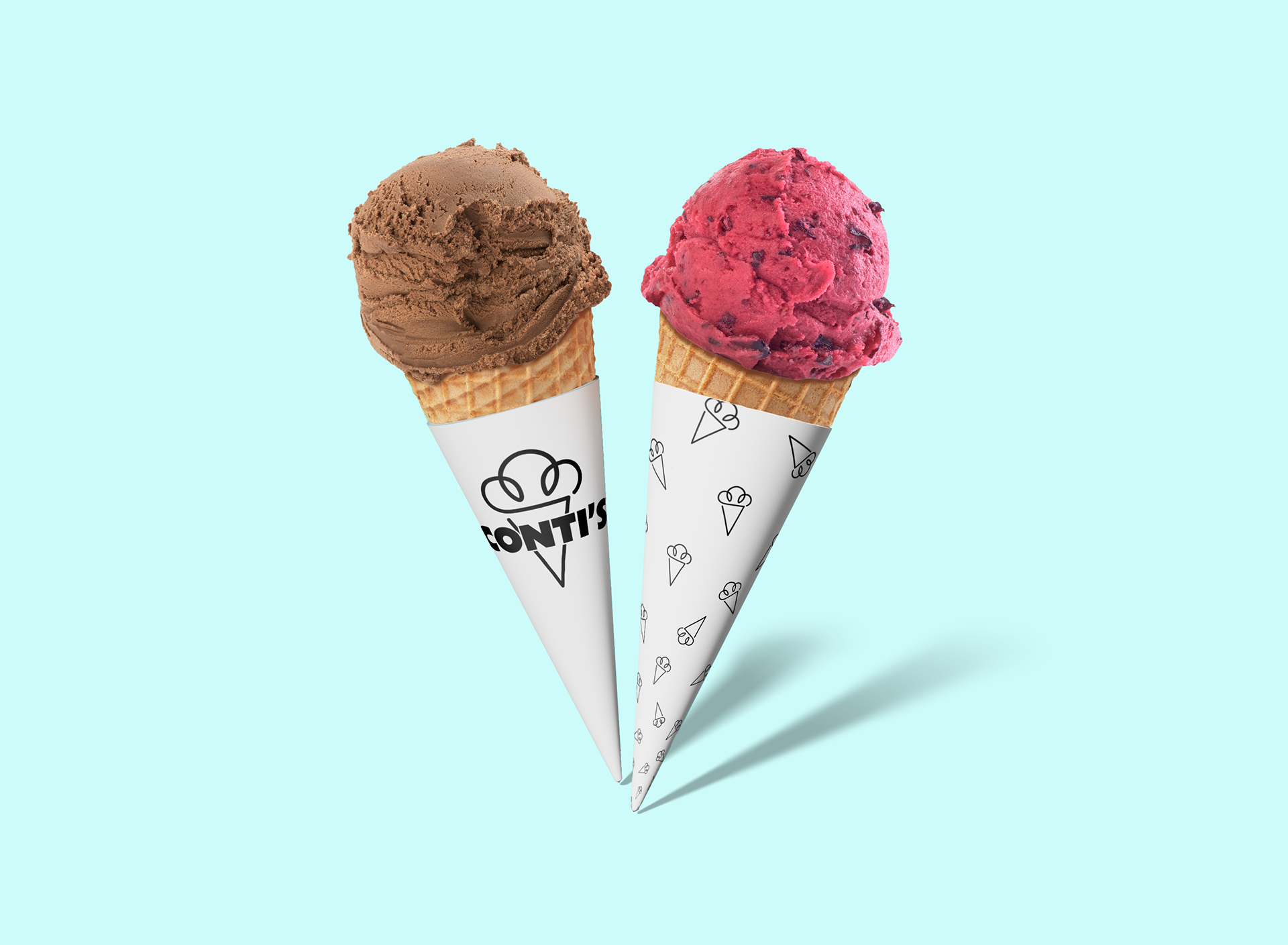 Ice cream shop branded cone wrap