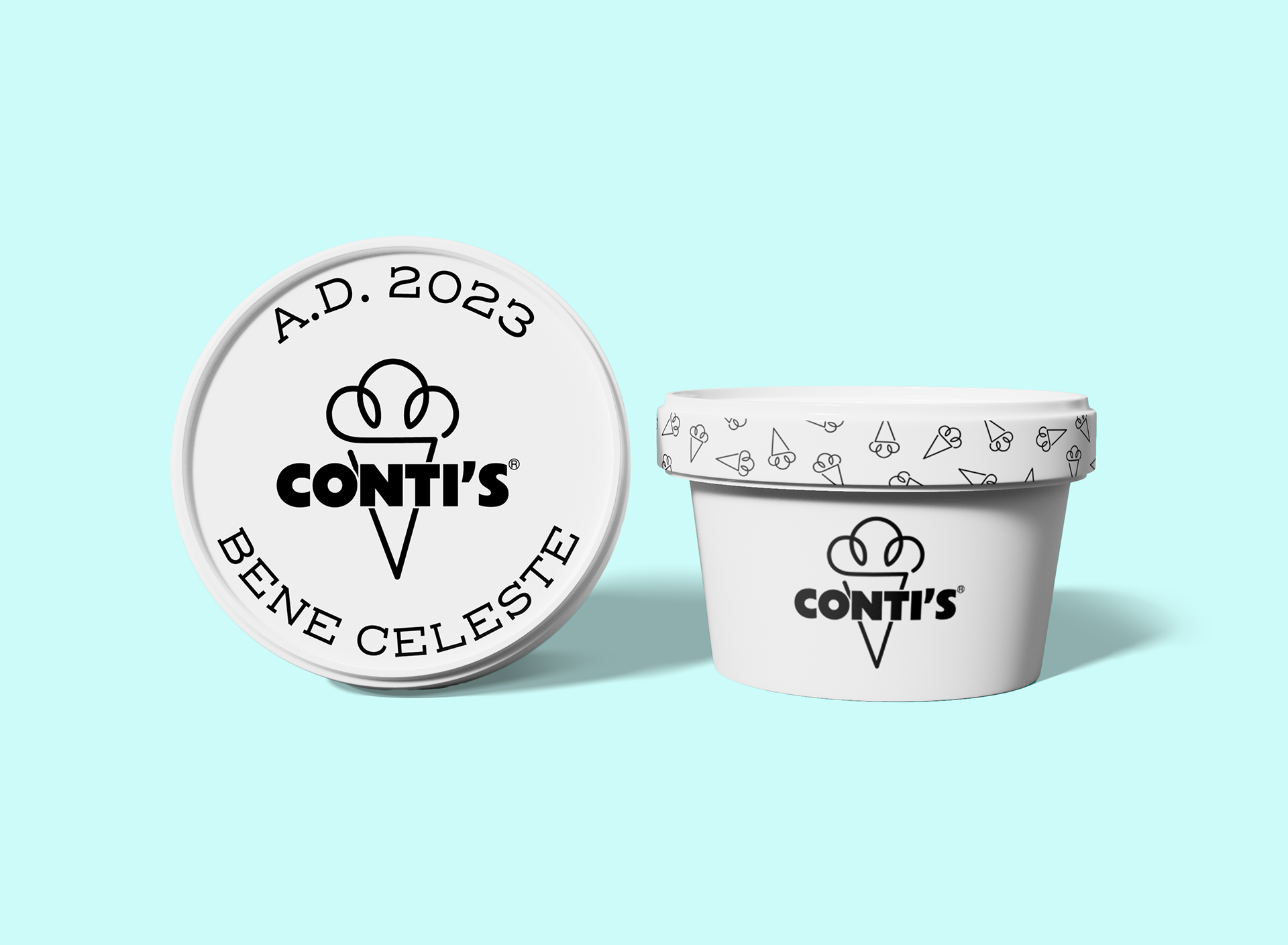 Ice cream shop take away tub with cover