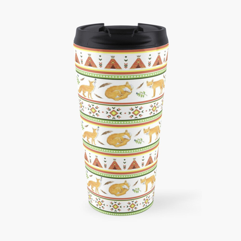 Foxes & Tipis on white | Travel Mug at RedBubble
