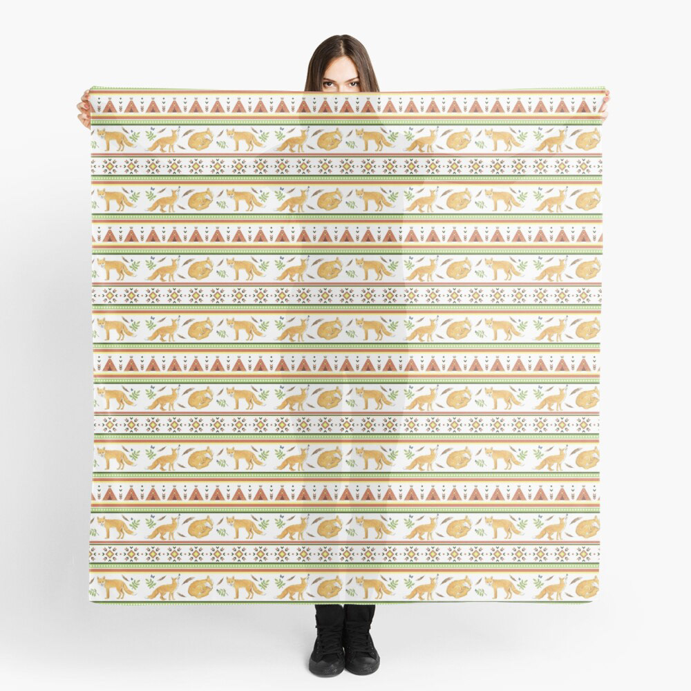Foxes & Tipis on white | Scarf at RedBubble