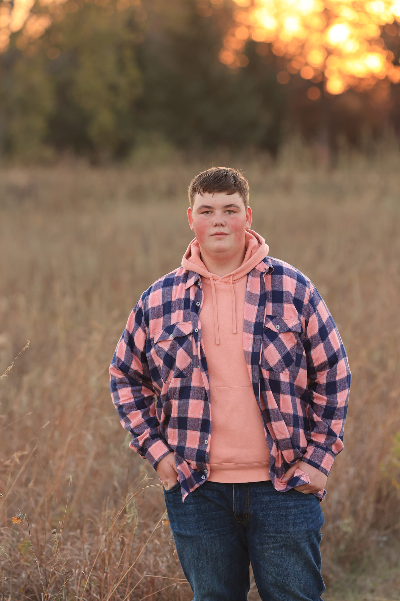 Standing in Grass Plaid Shirt 1