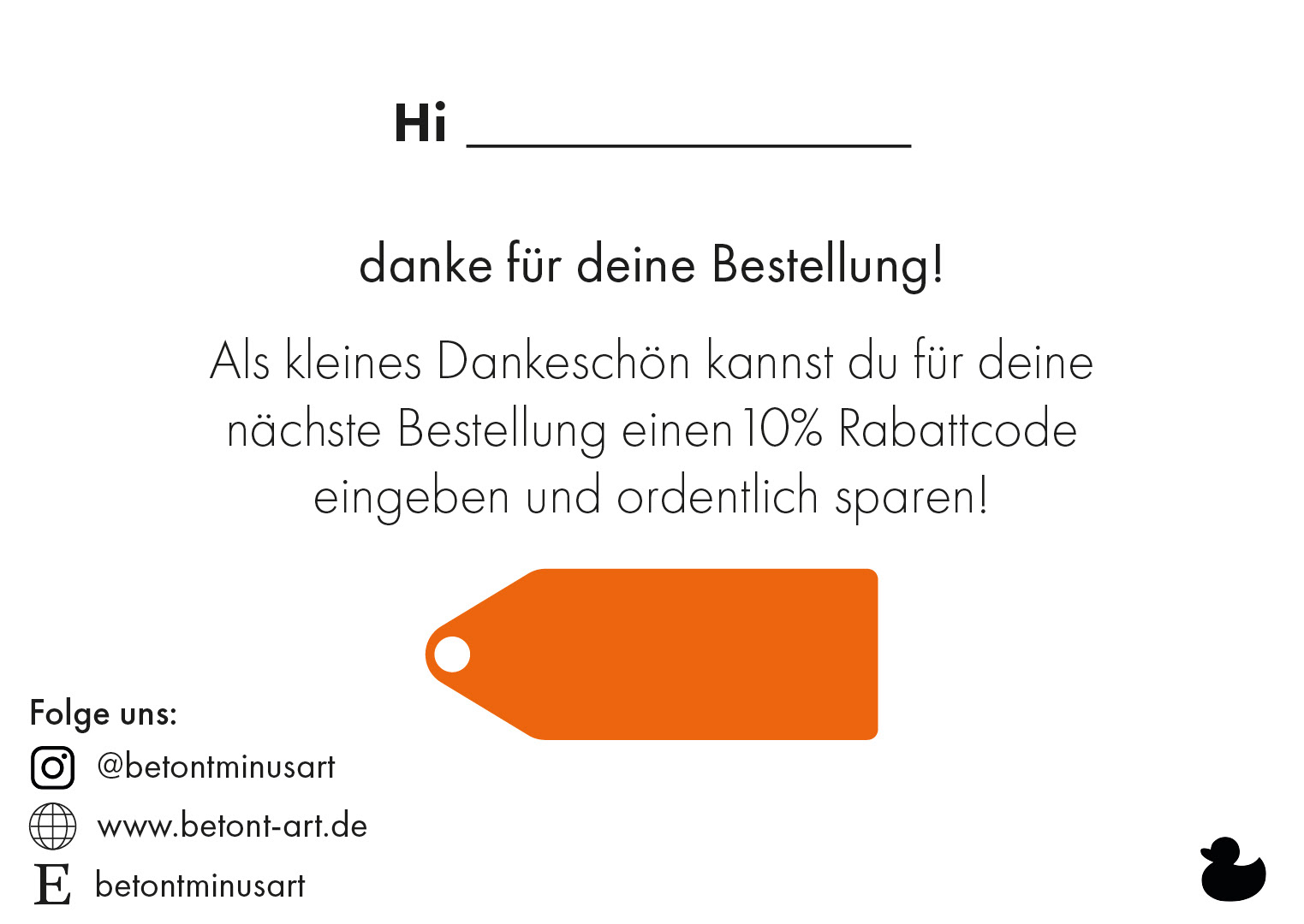 "Thank you" Card for Orders