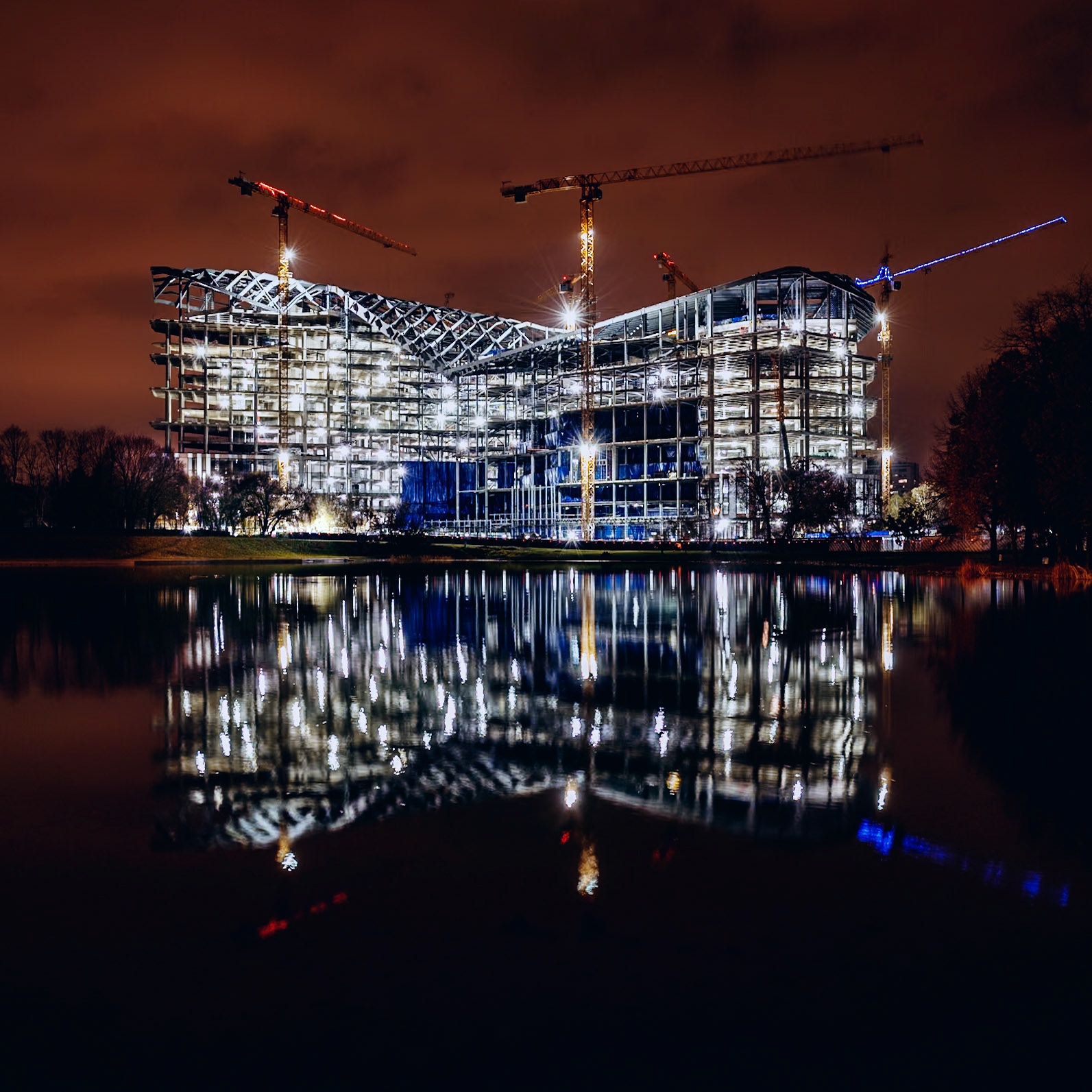 Yandex Headquarters Project - Night Lights on the Lake