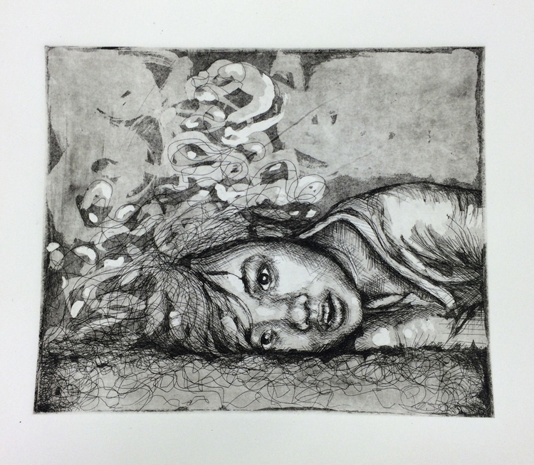 Dreamer (line etching and aquatint)
