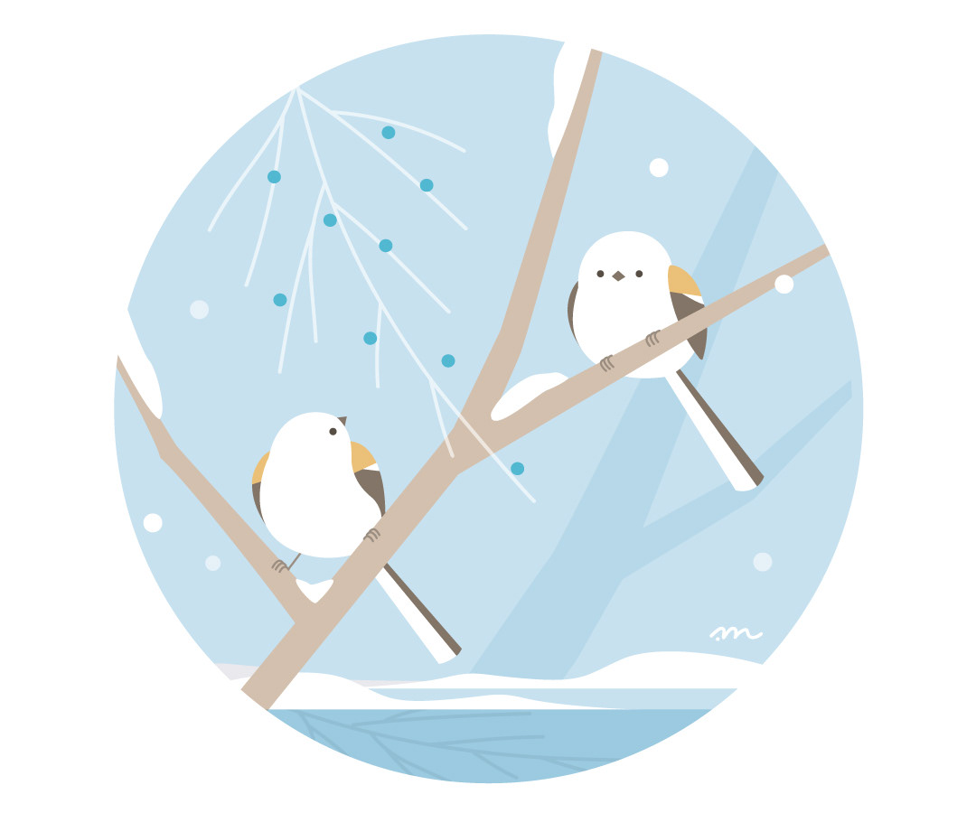 雪とシマエナガ