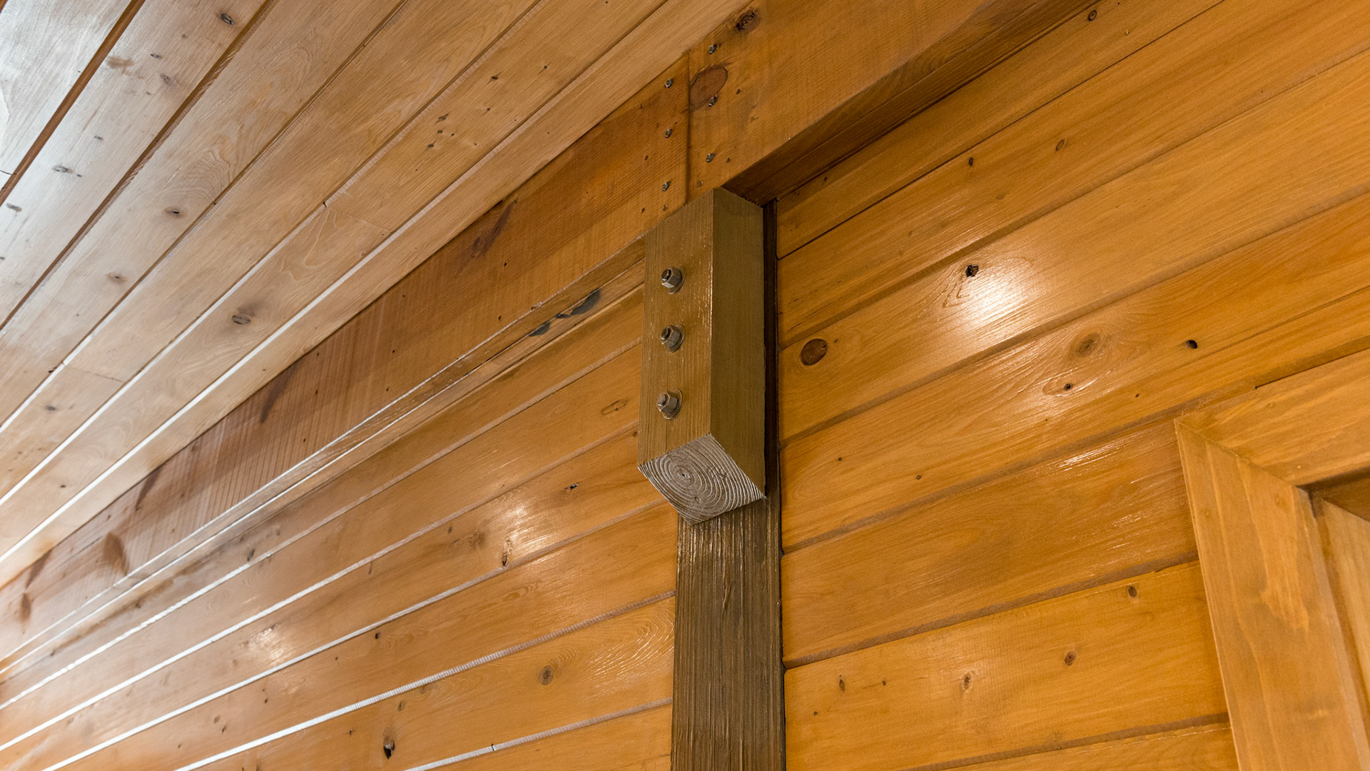 Bolted in clete to support the support beam