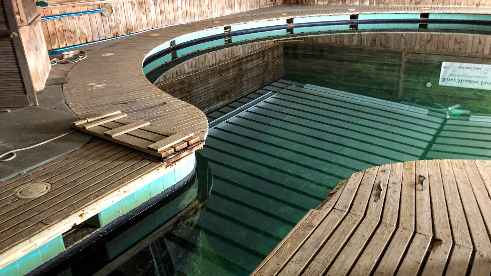 This indoor hydrotherapy pool allows for use even in winter to provide resistance to movement.
