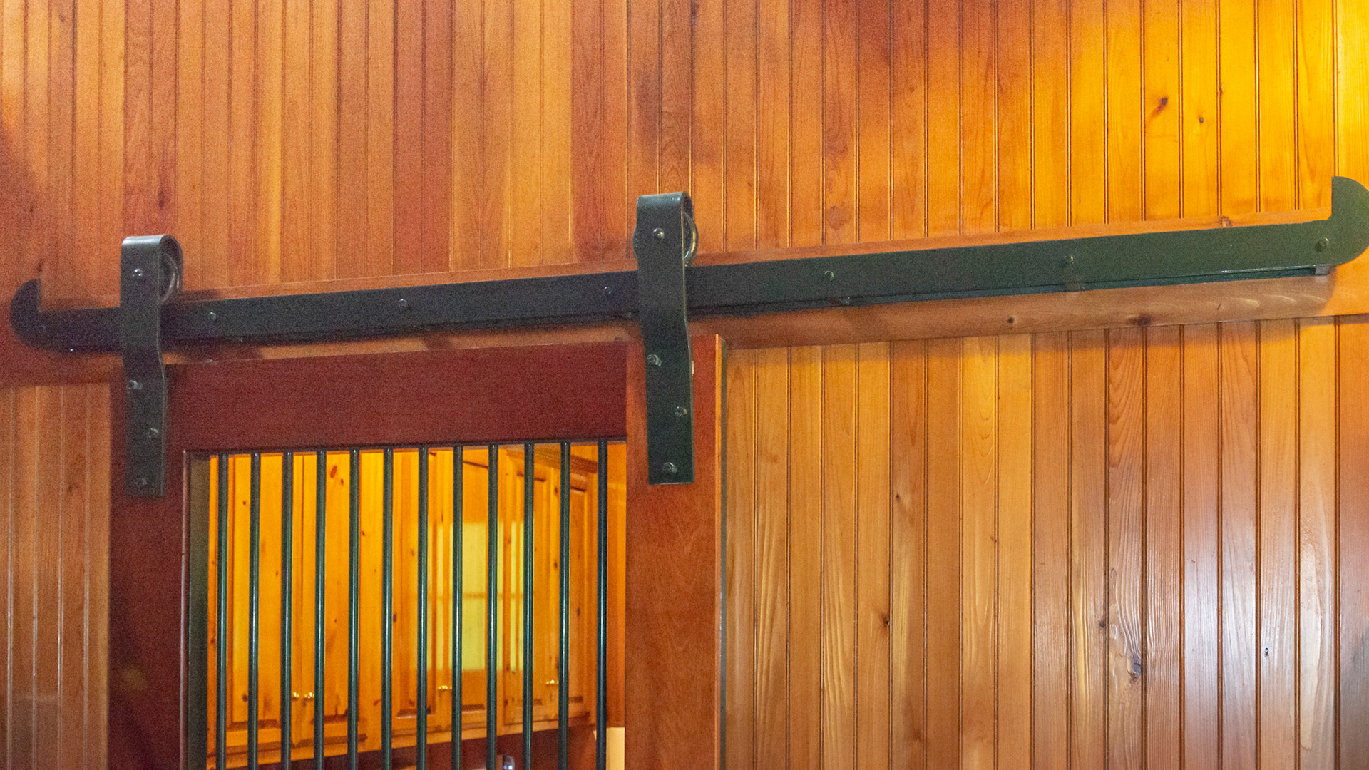 Custom made hardware for the sliding door