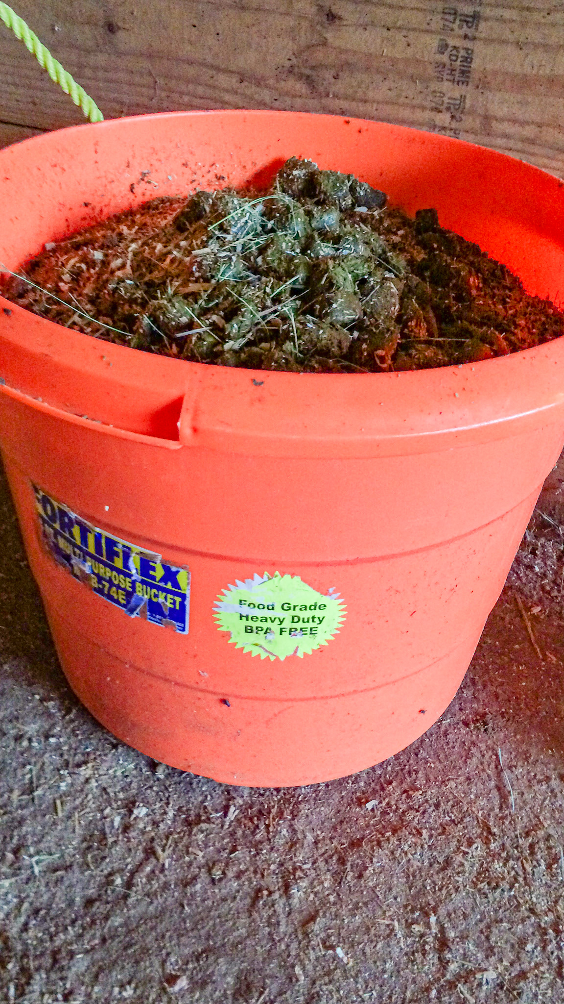 A food grade container used for - stall cleaning?  Just thought this was funny.