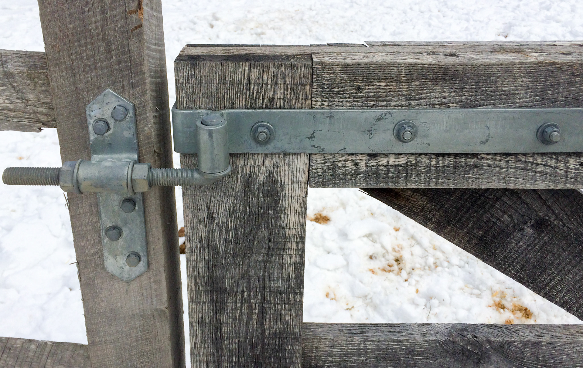 Custom made gate hinges.