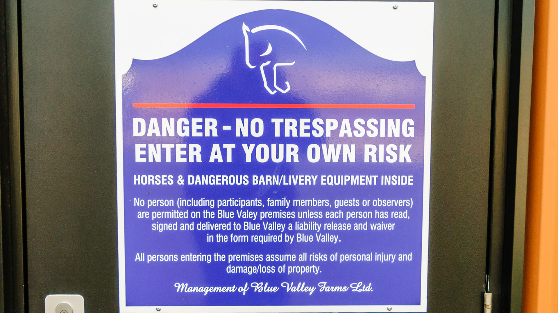 This sign tells us that horses can be dangerous to be around.  However there are a lot of things that we make dangerous for horses.