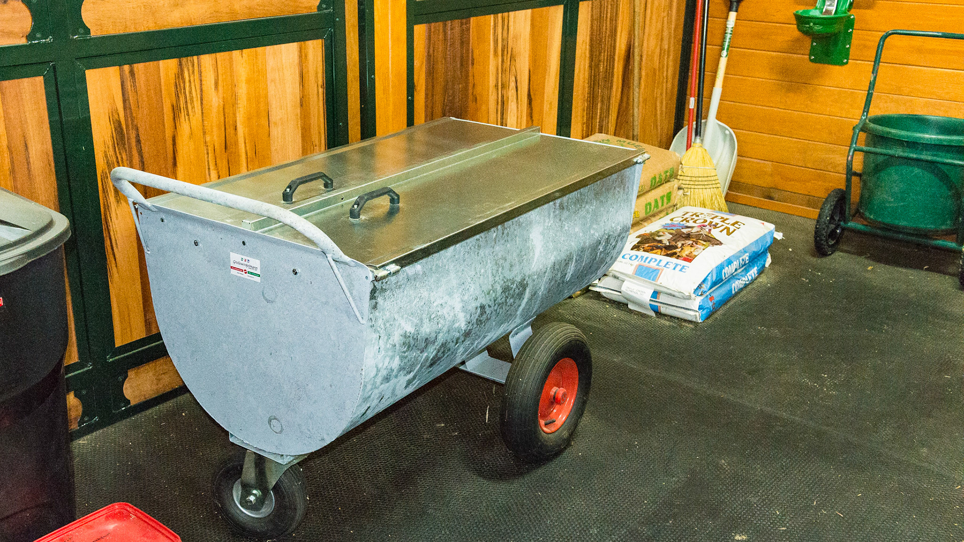An incredibly sturdy and very clean feed cart imported from Germany.