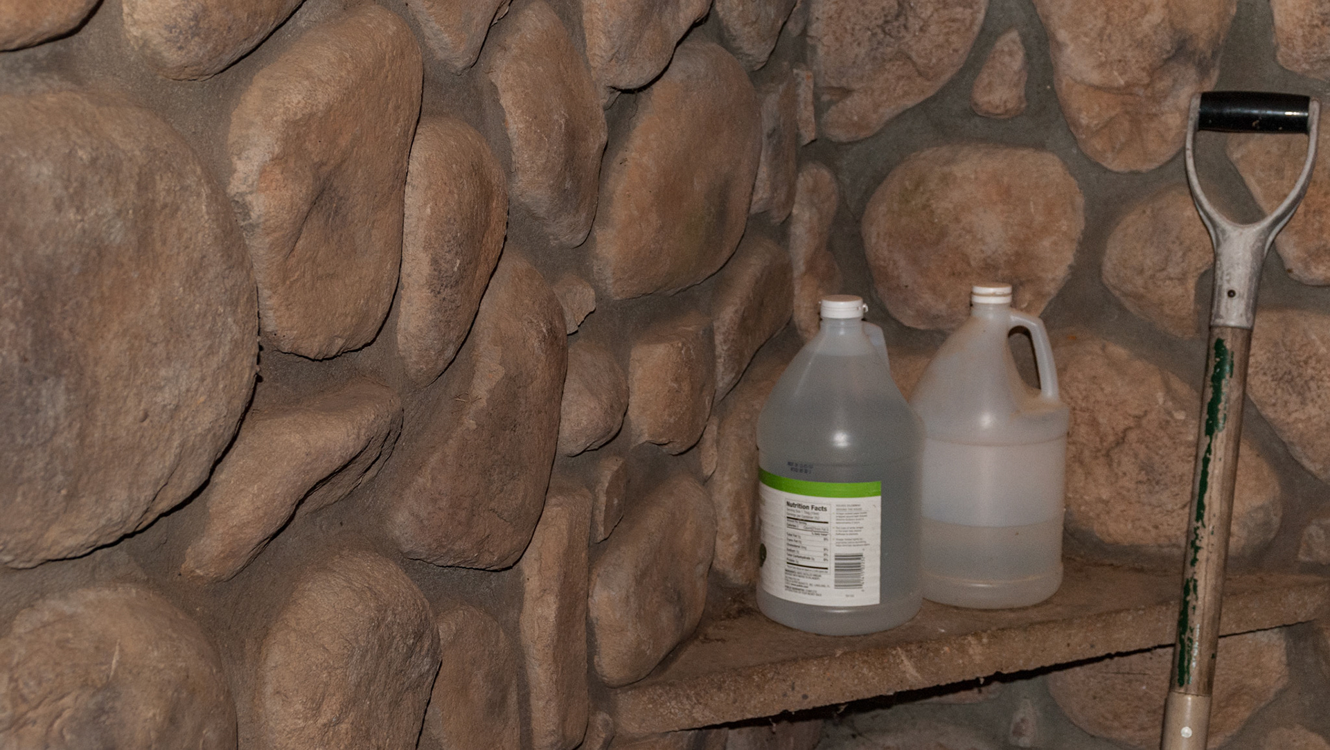 Wash area with hand laid stone walls in TN.