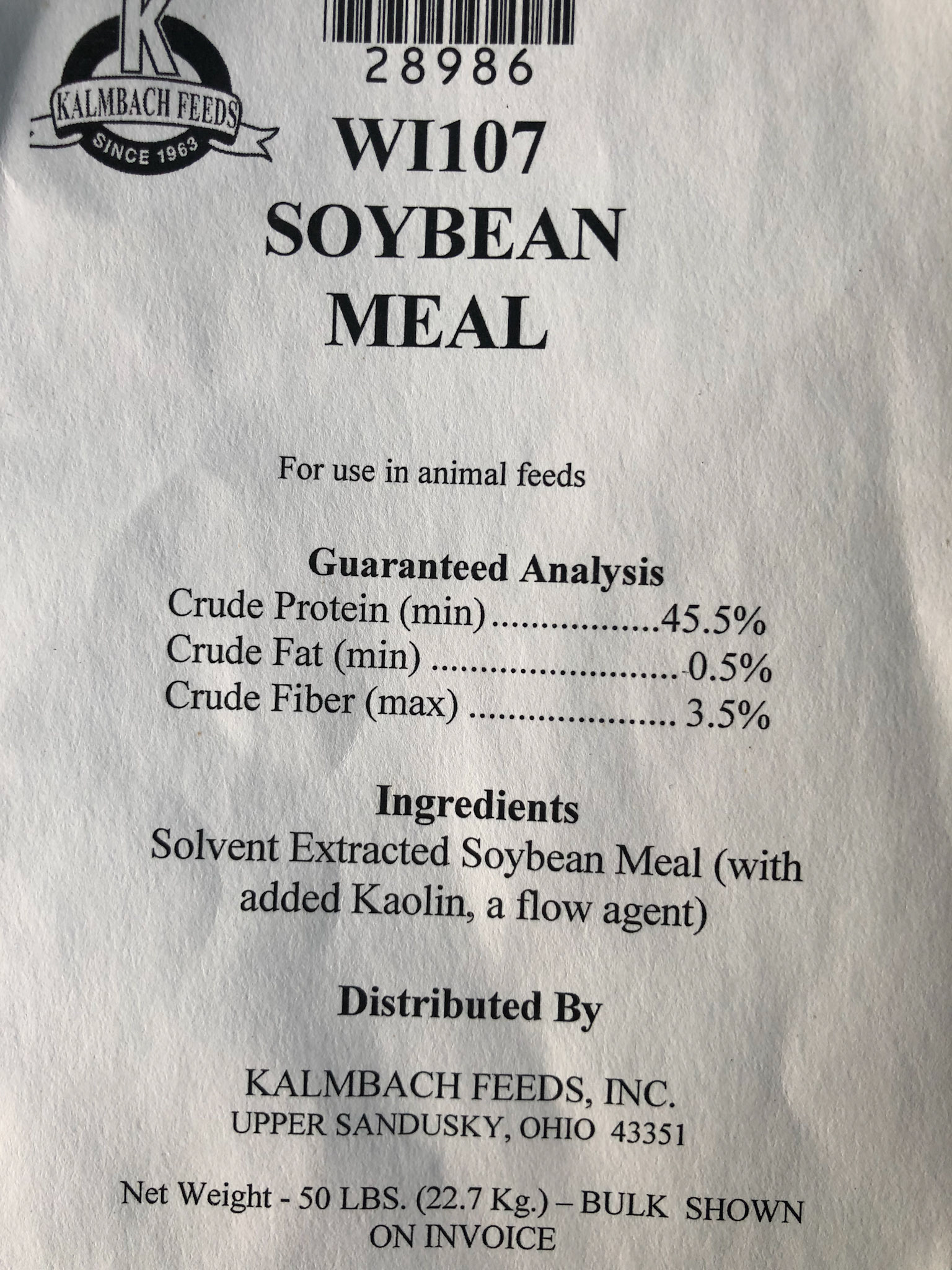 This is what should be on the label of soybean meal.