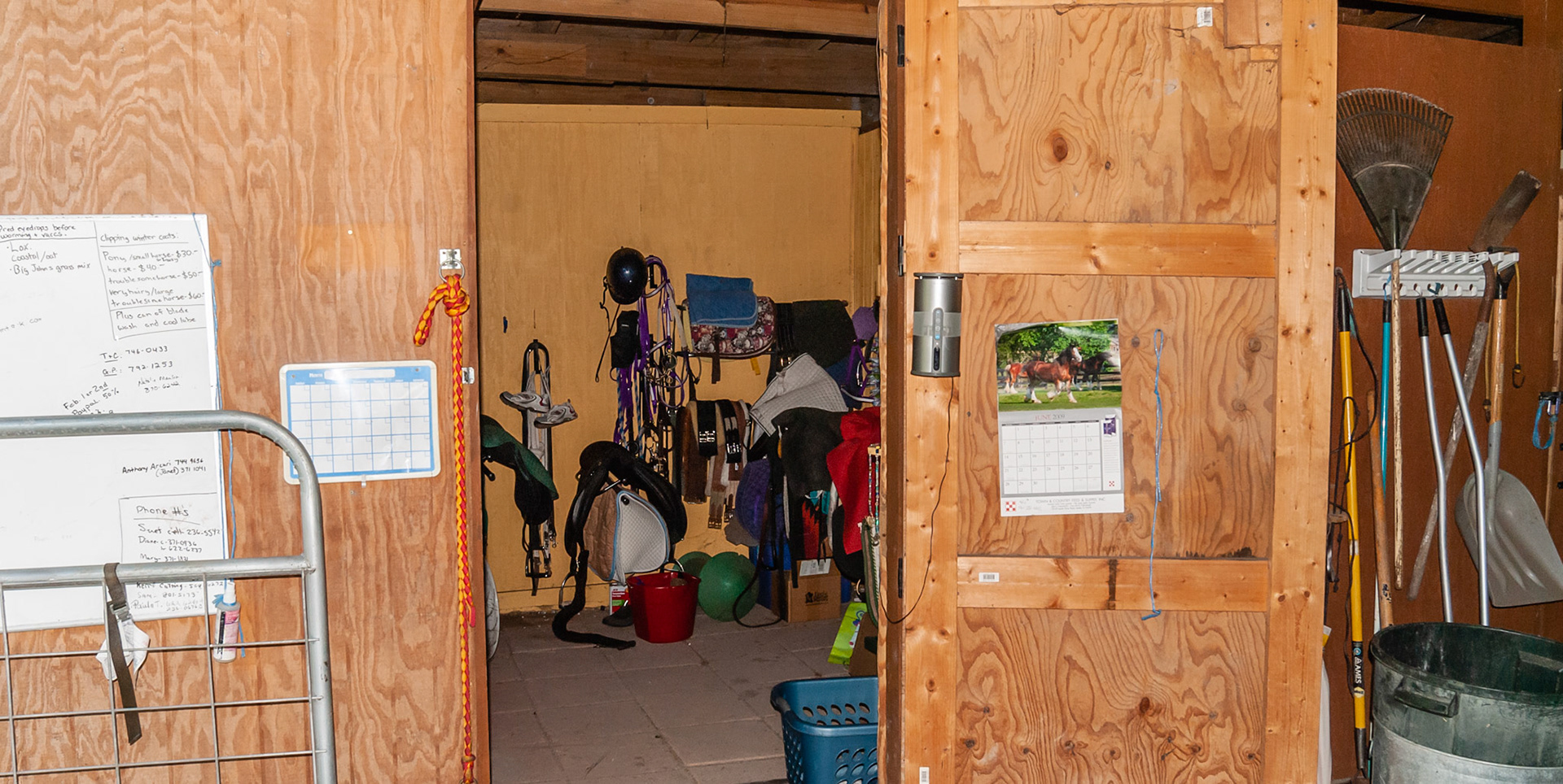 Tack rooms can be simple and inexpensive.