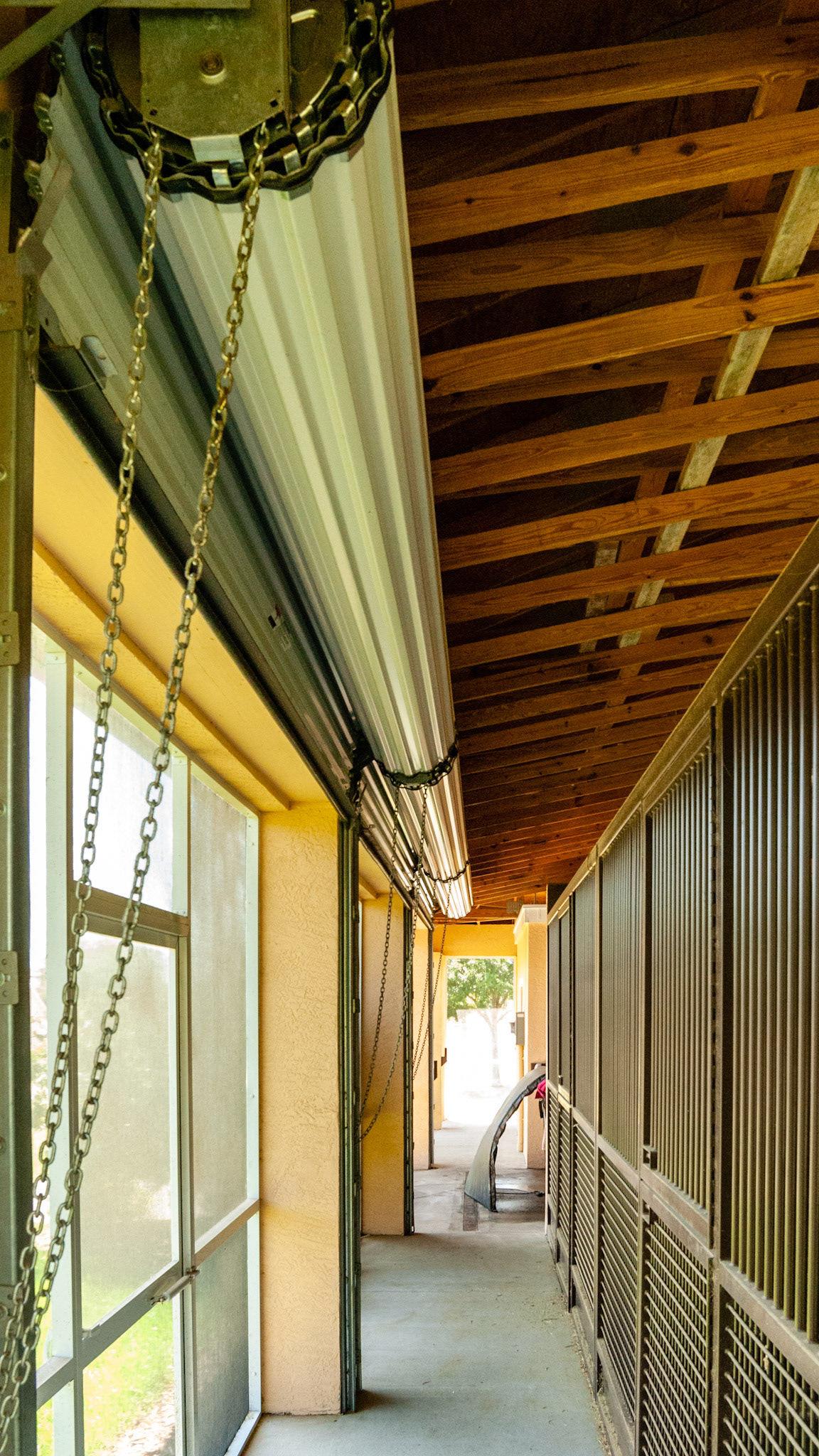 Hurricane roll up doors and screened openings.