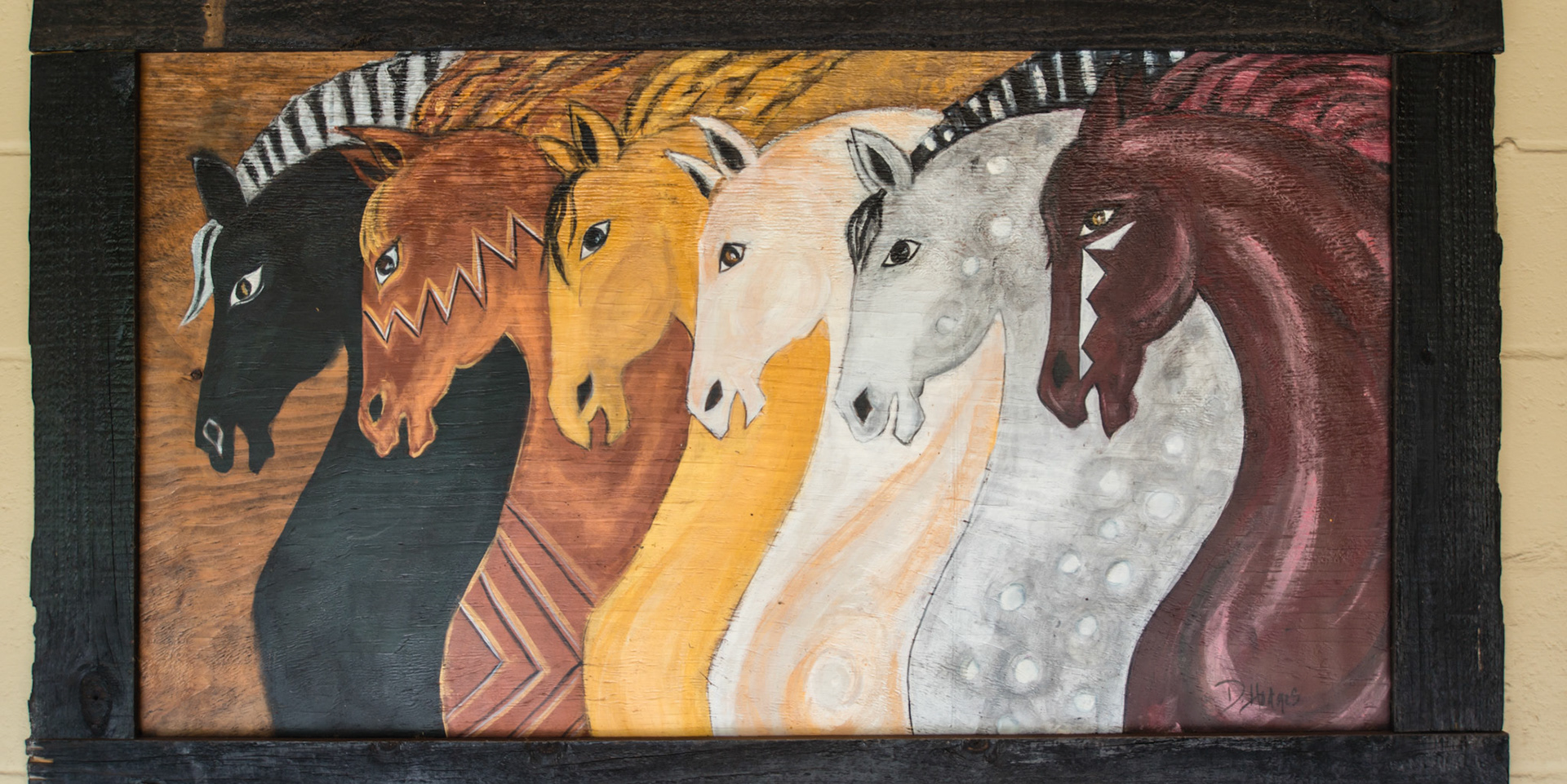 Horse painting on a wall in a barn in Loxahatchee, FL
