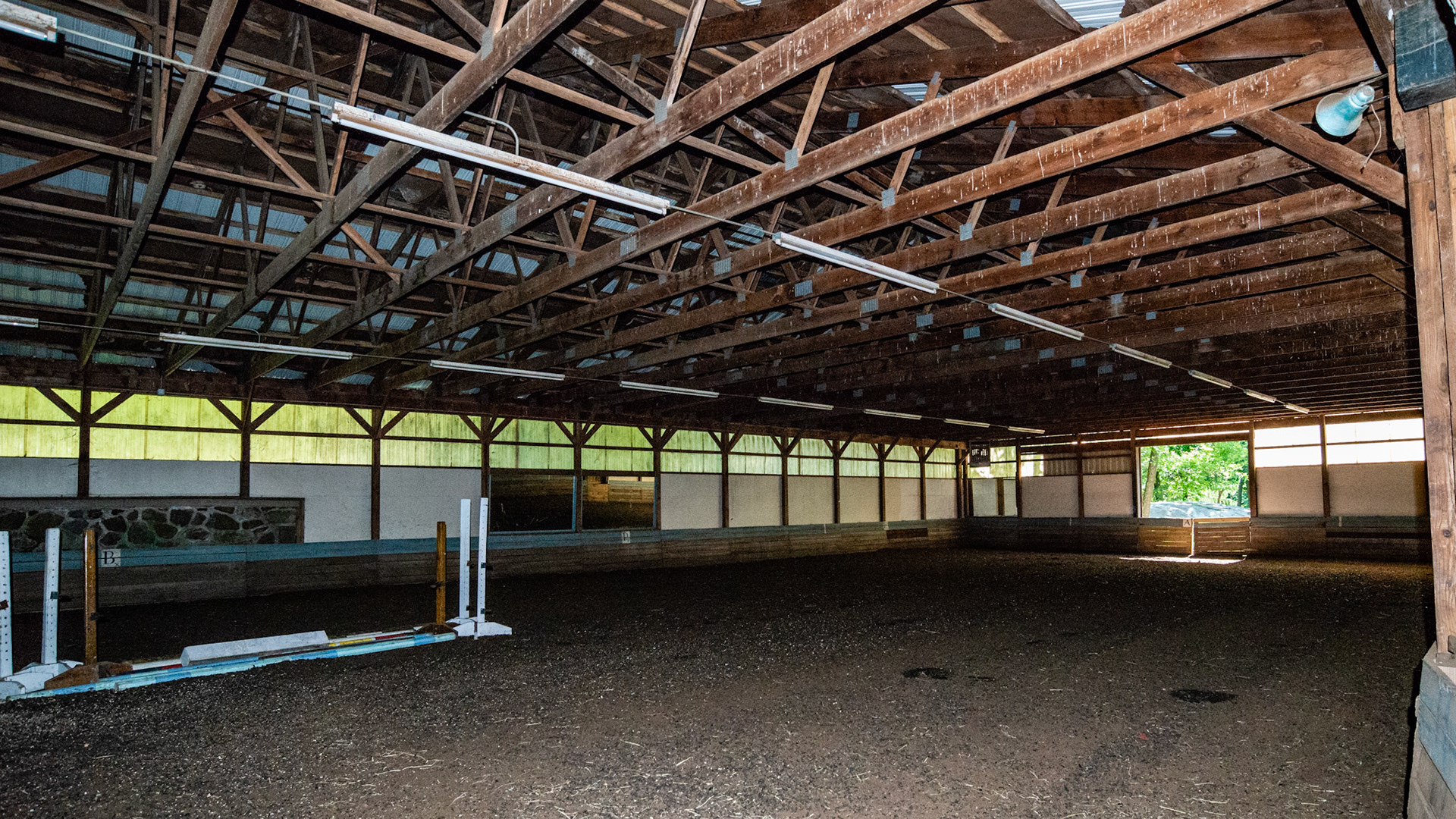 A dark covered arena.