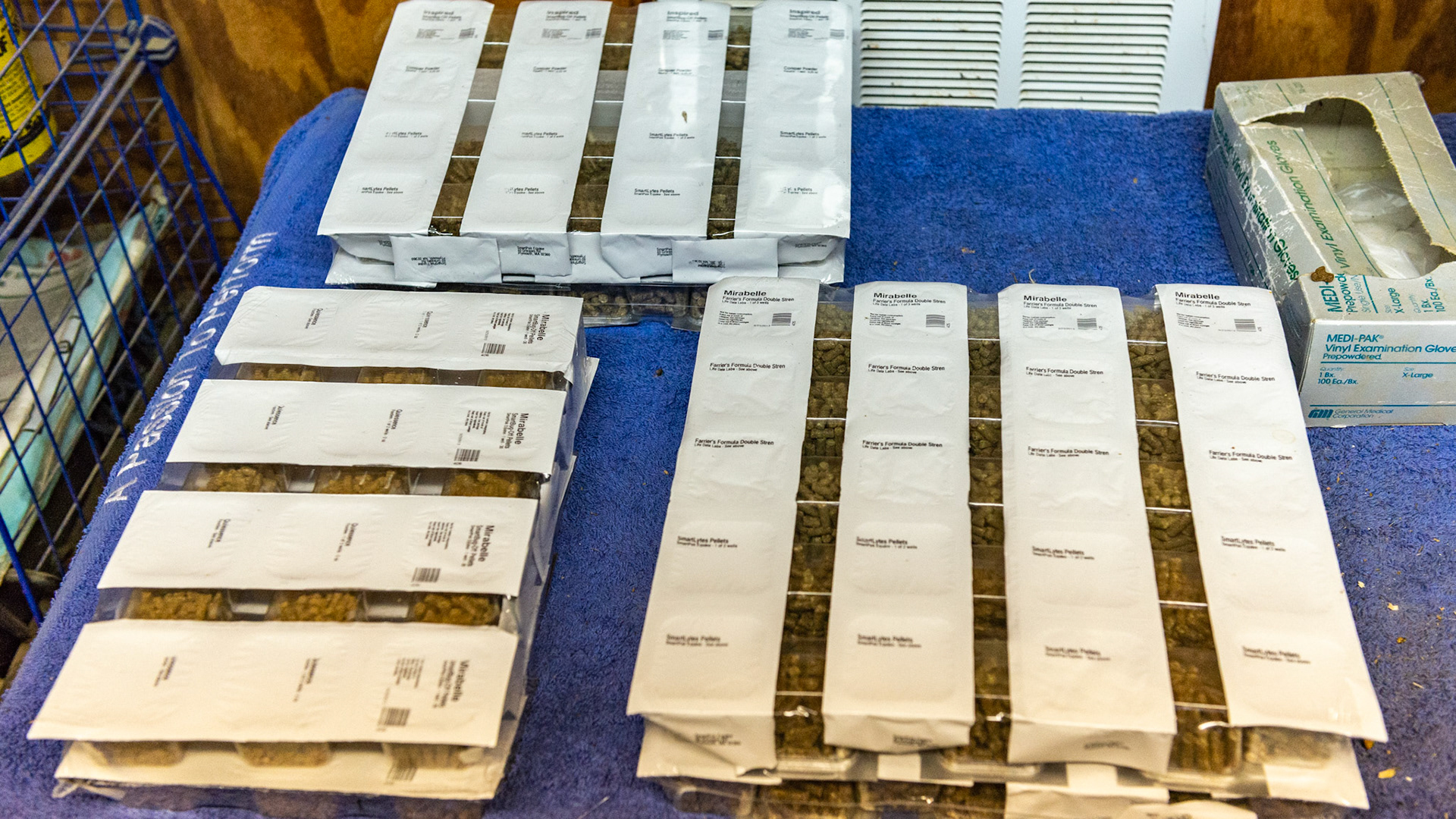 The SmartPack company ingeniously packages supplements individually for your horses.  Just tear off the paper strip and dump in the pre-measured portion.  Done.