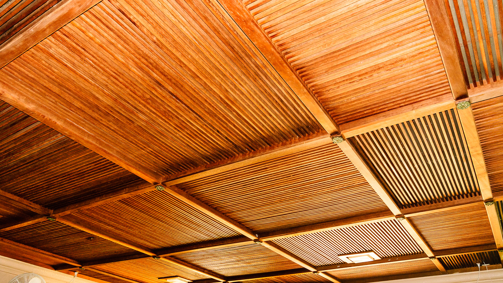 Hand made custom designed ceiling in a barn.