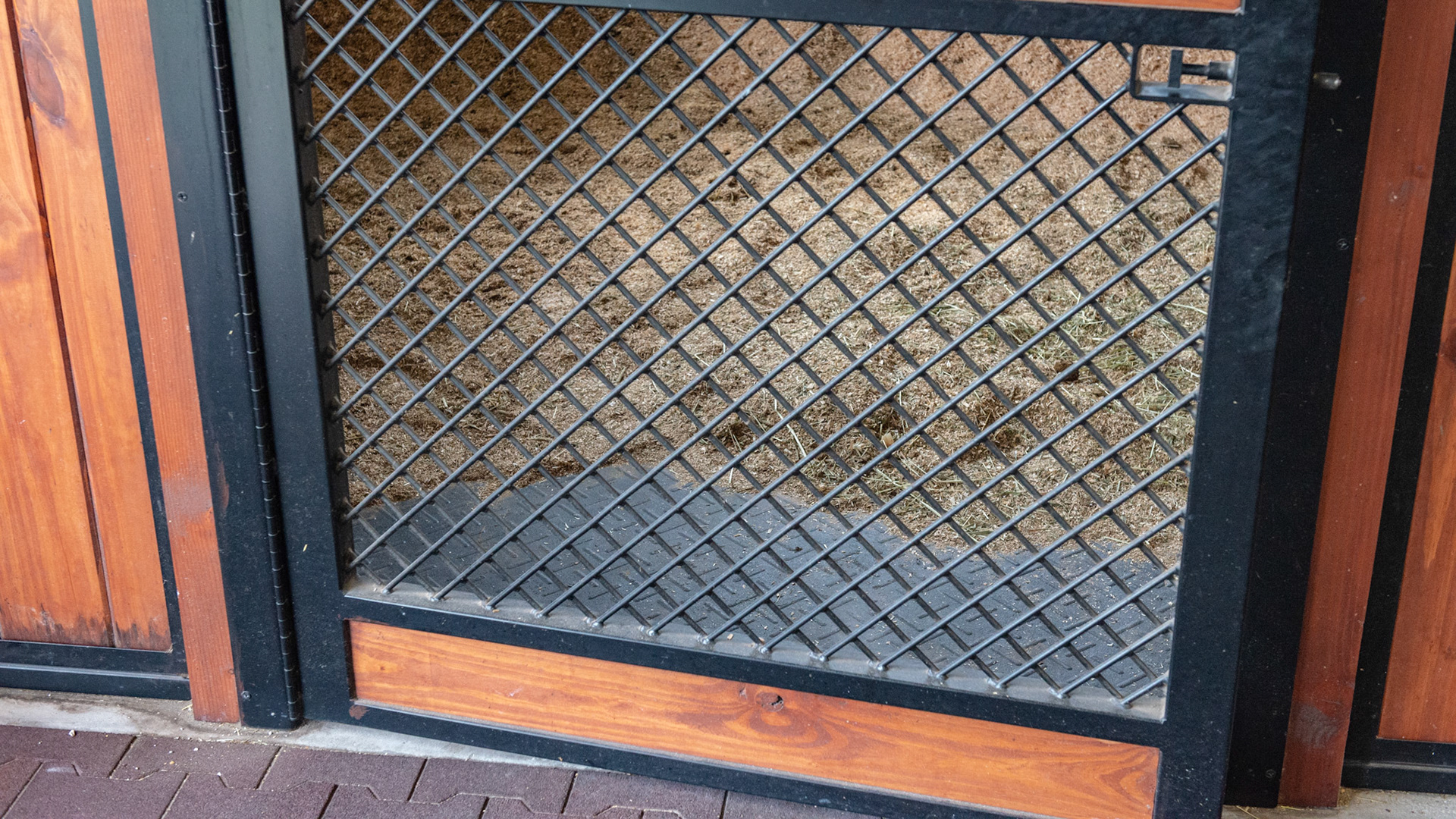 Steel air vent on the lower half of the stall door.  Very safe and effective plus it is good looking.