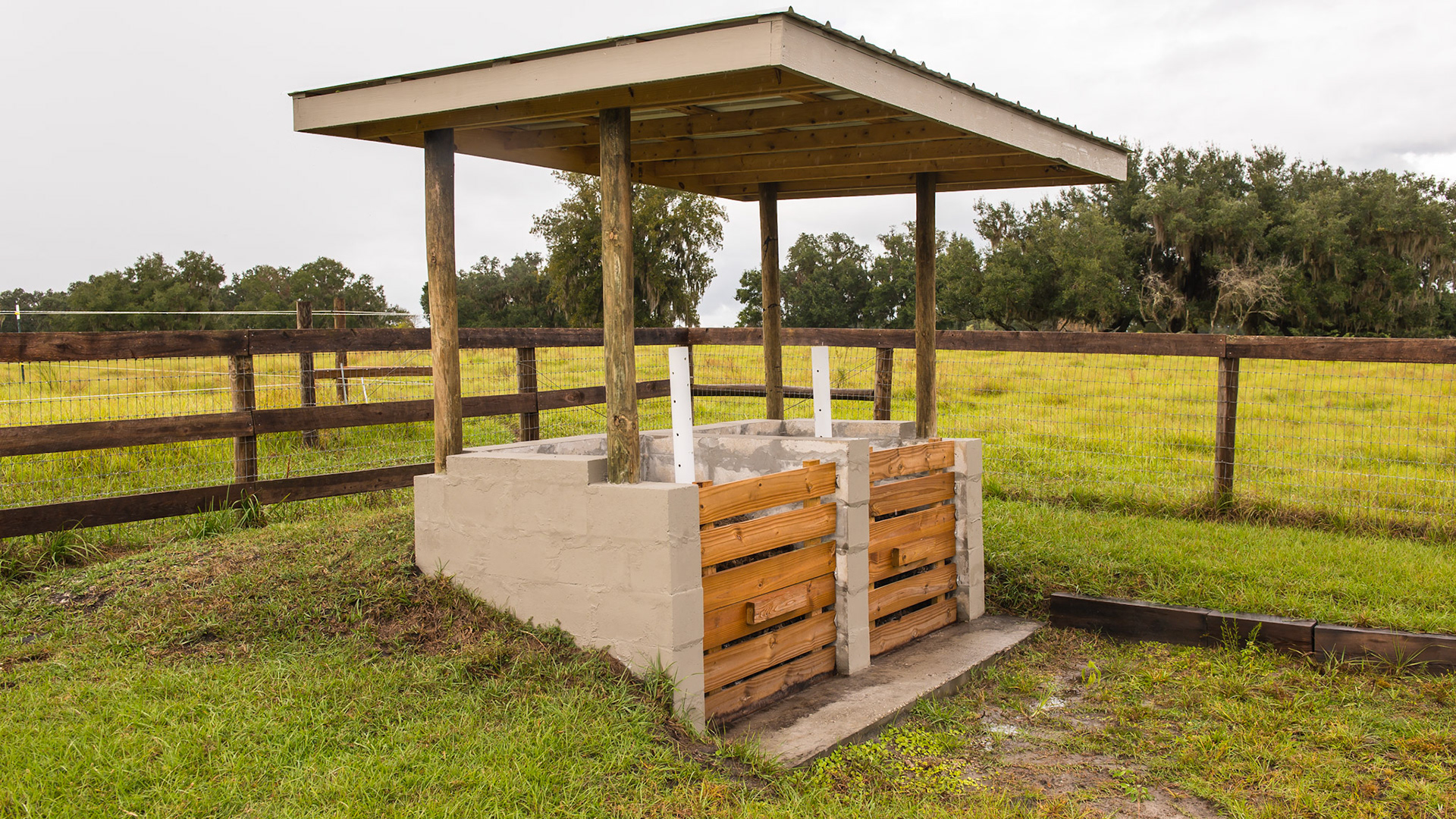 A composting set up on a small, 1 horse farm.