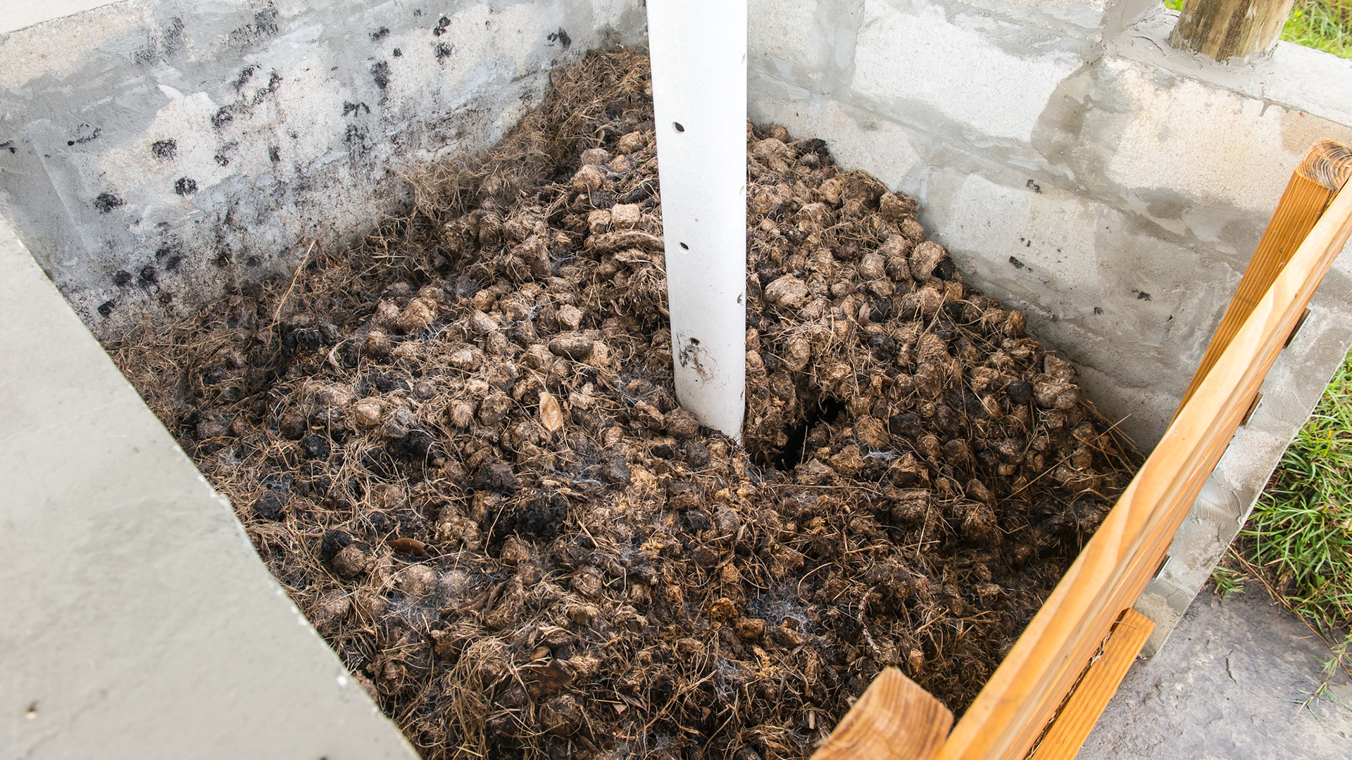 A composting set up on a small, 1 horse farm.